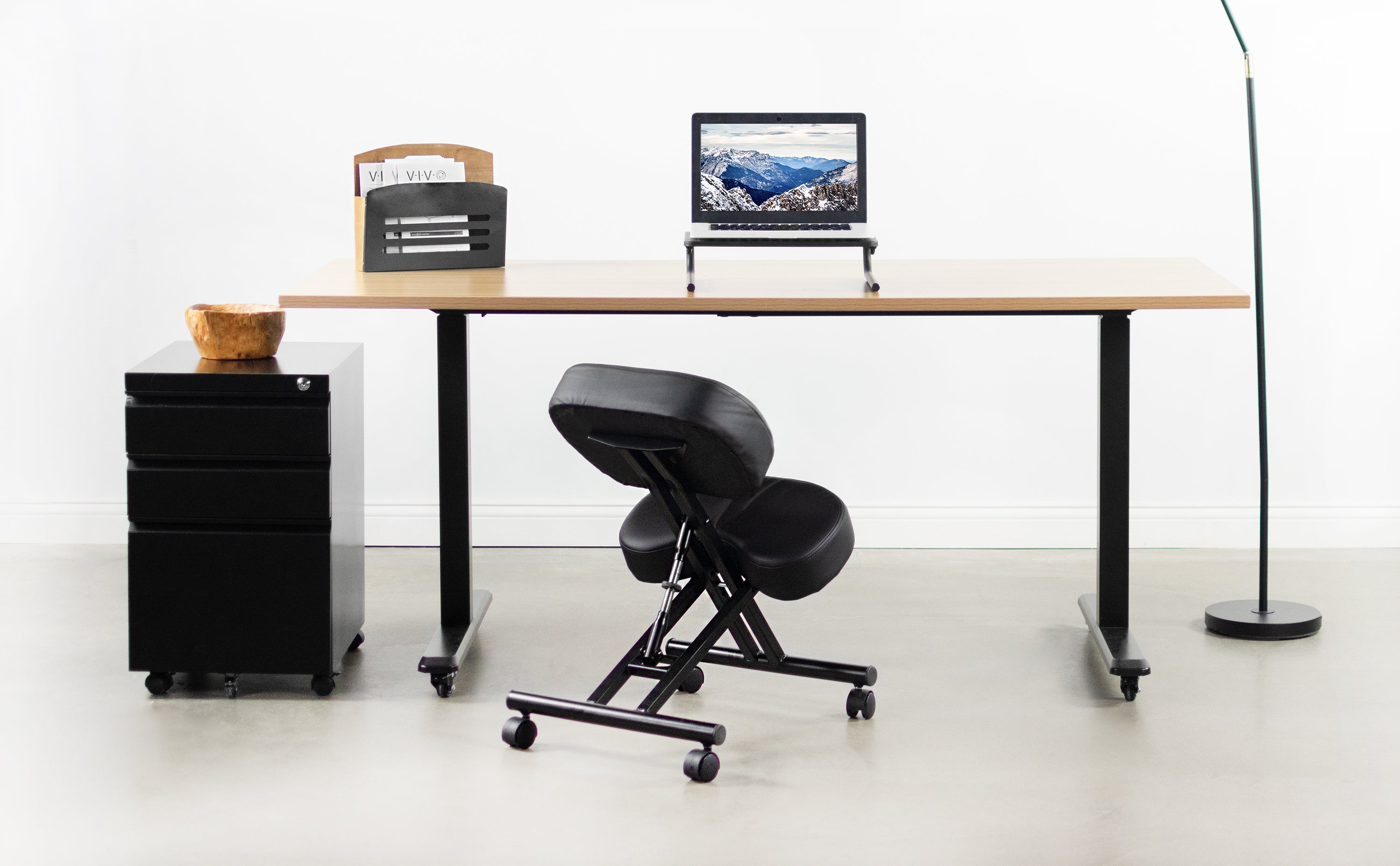 Black 2-in-1 Footrest & Ergonomic Desk Stool – VIVO - desk