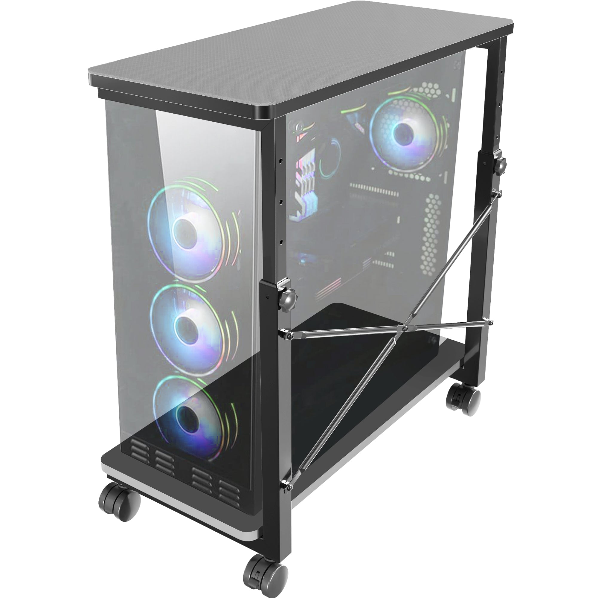 Mobile Adjustable PC Cart with Storage – VIVO - desk solutions