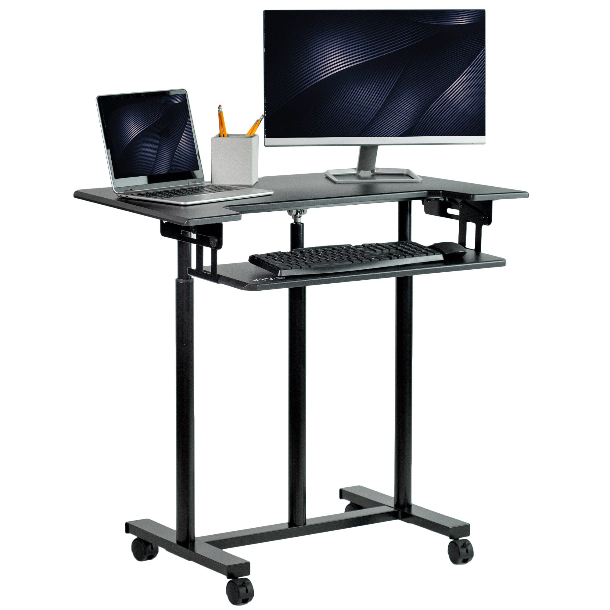 Stand Up Desk Store Rolling Adjustable Height Two Tier Standing