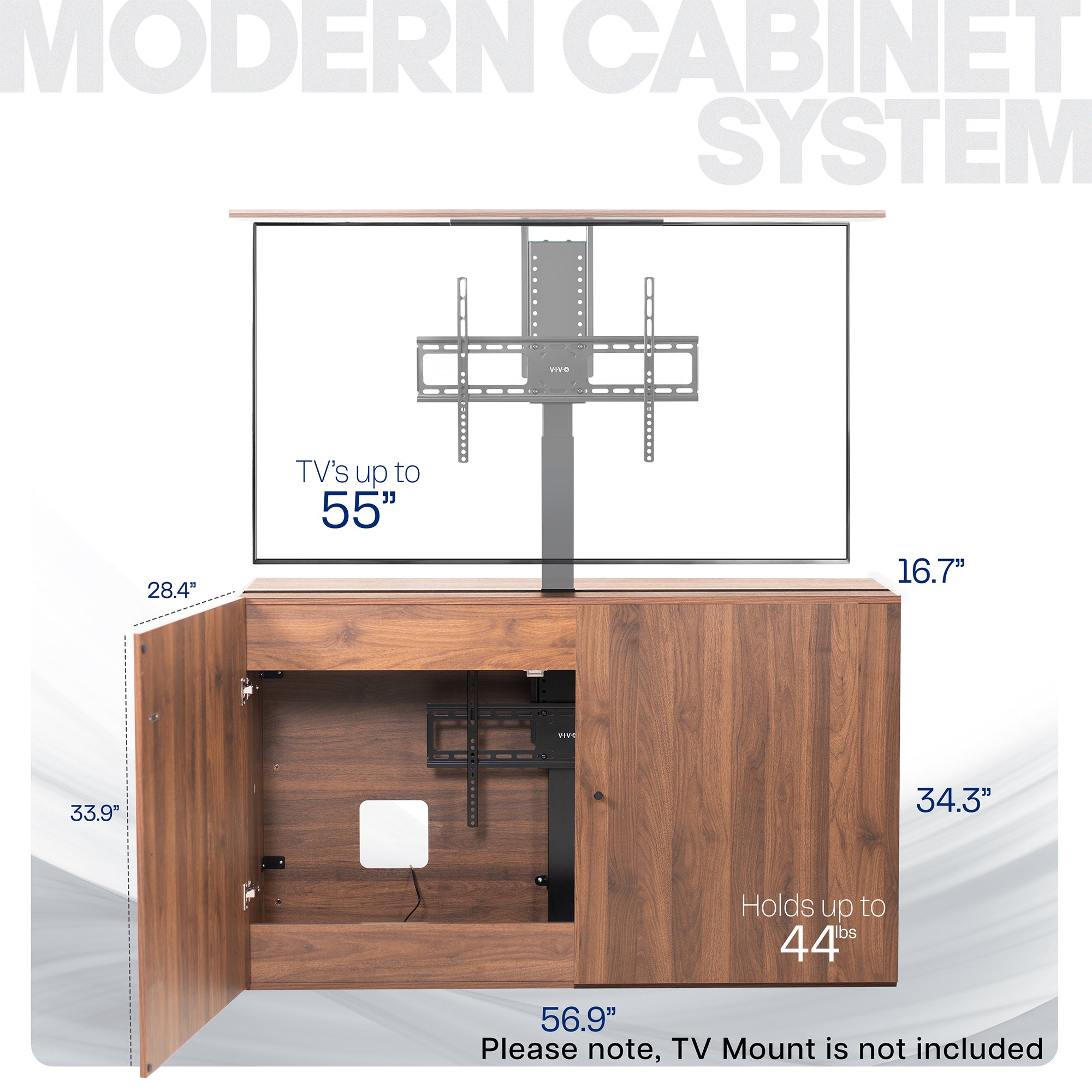 Walnut TV Lift Cabinet for 32" to 55" TVs
