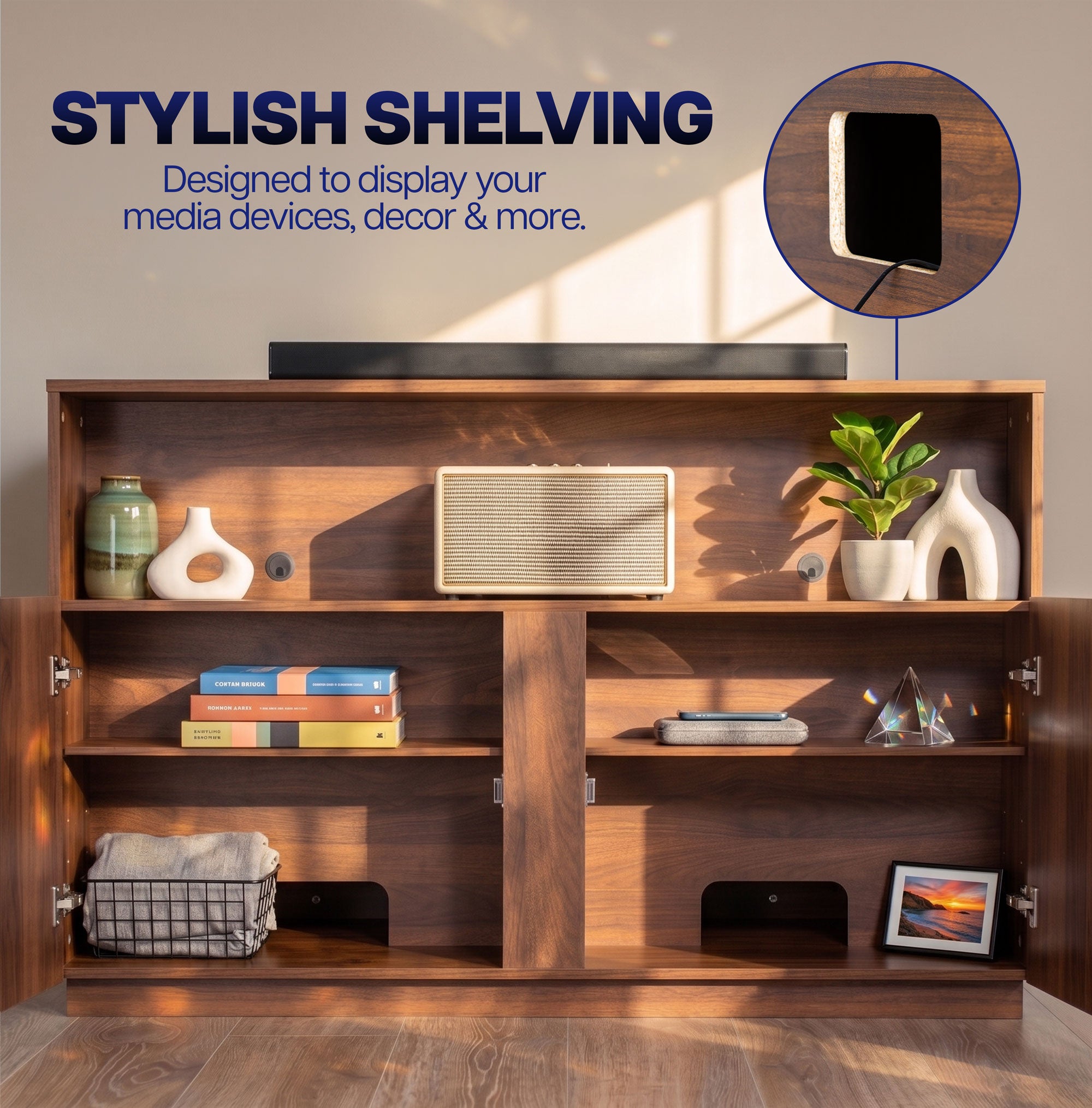 TV Lift Cabinet with Motorized Stand and Storage - 32" to 55" Screens