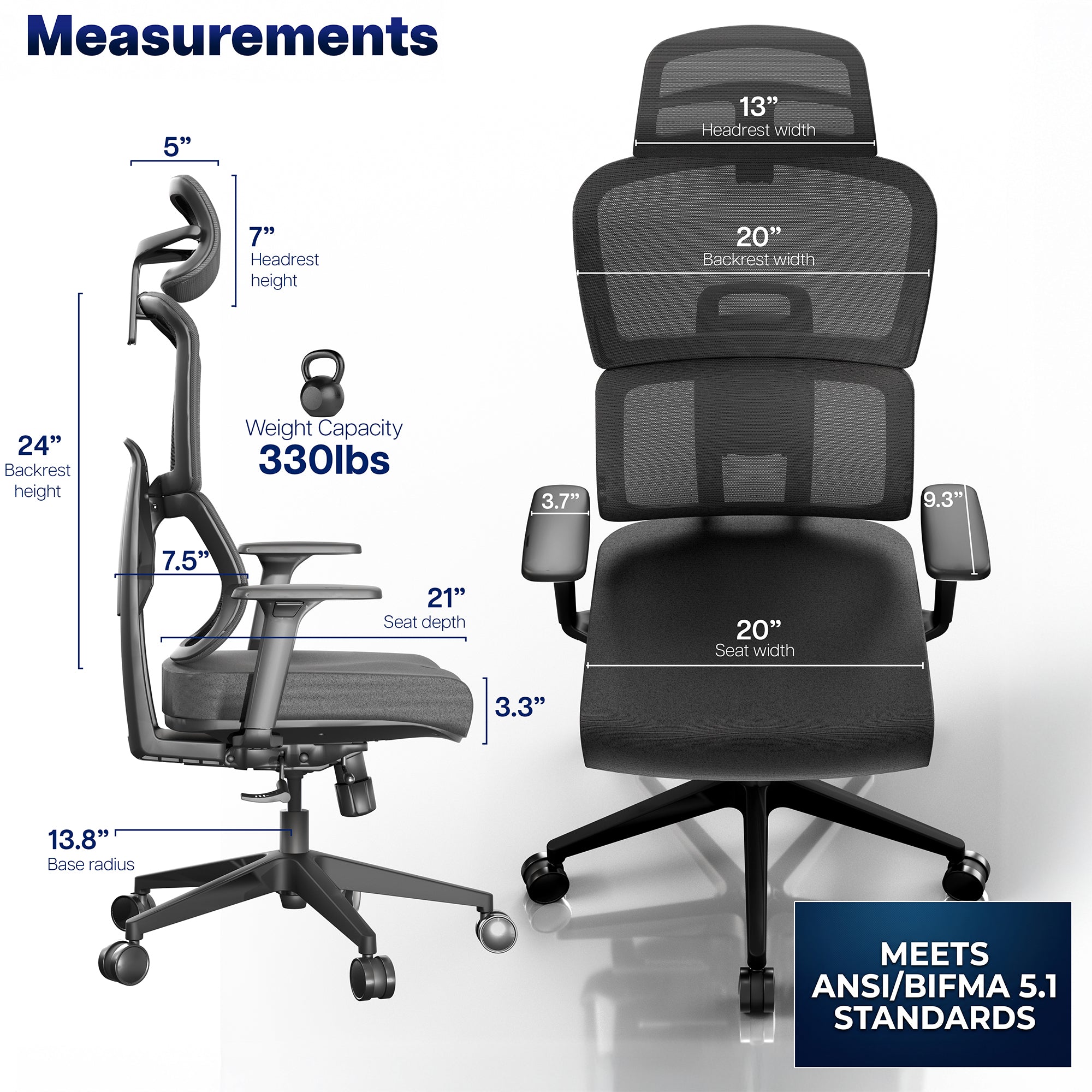 Brand New! Ergonomic Cushioned Office Chair, Meets ANSI/BIFMA Standards