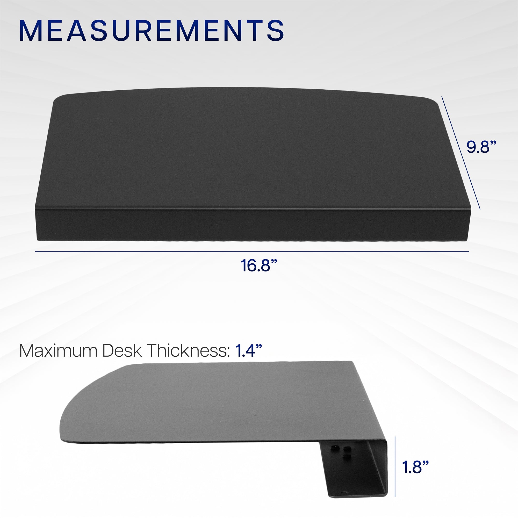 Sleek low-profile design of corner desk connector.