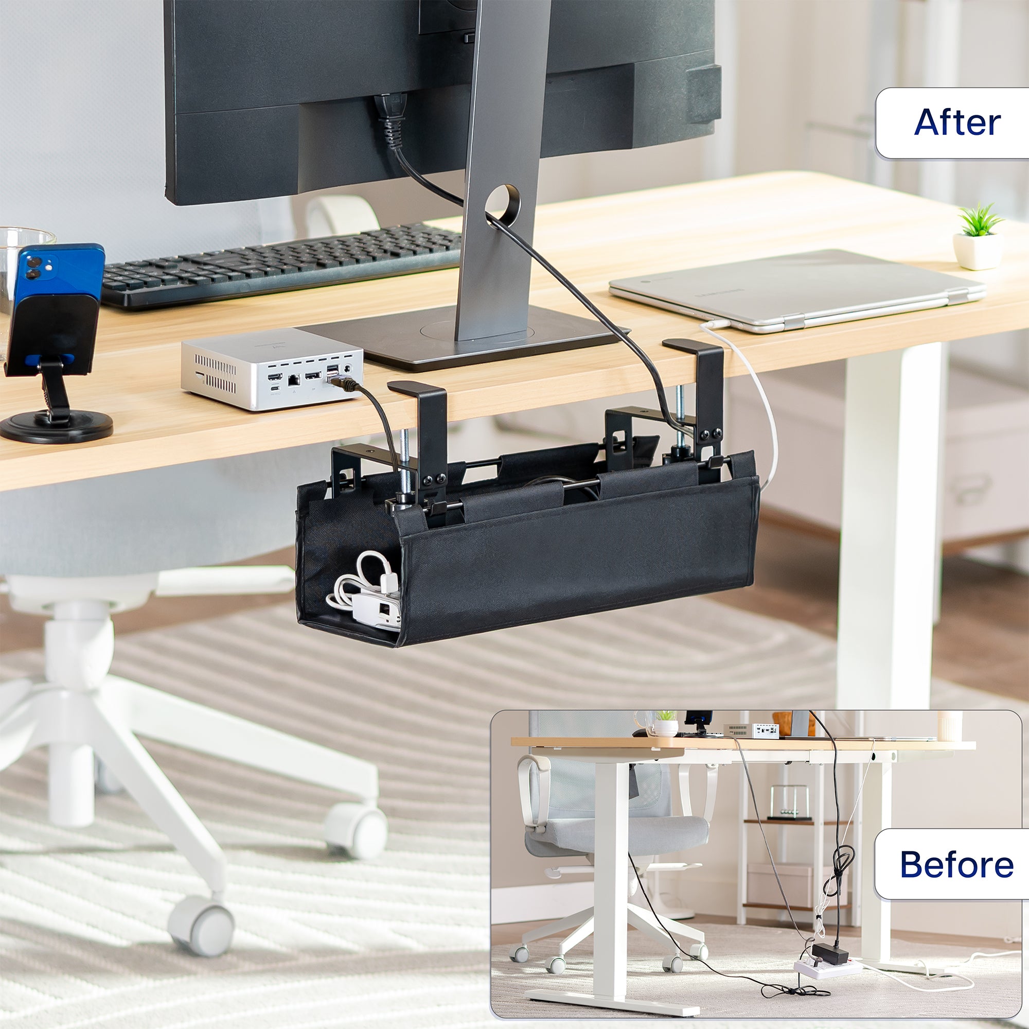 Clamp-on Fabric Cable Management Tray