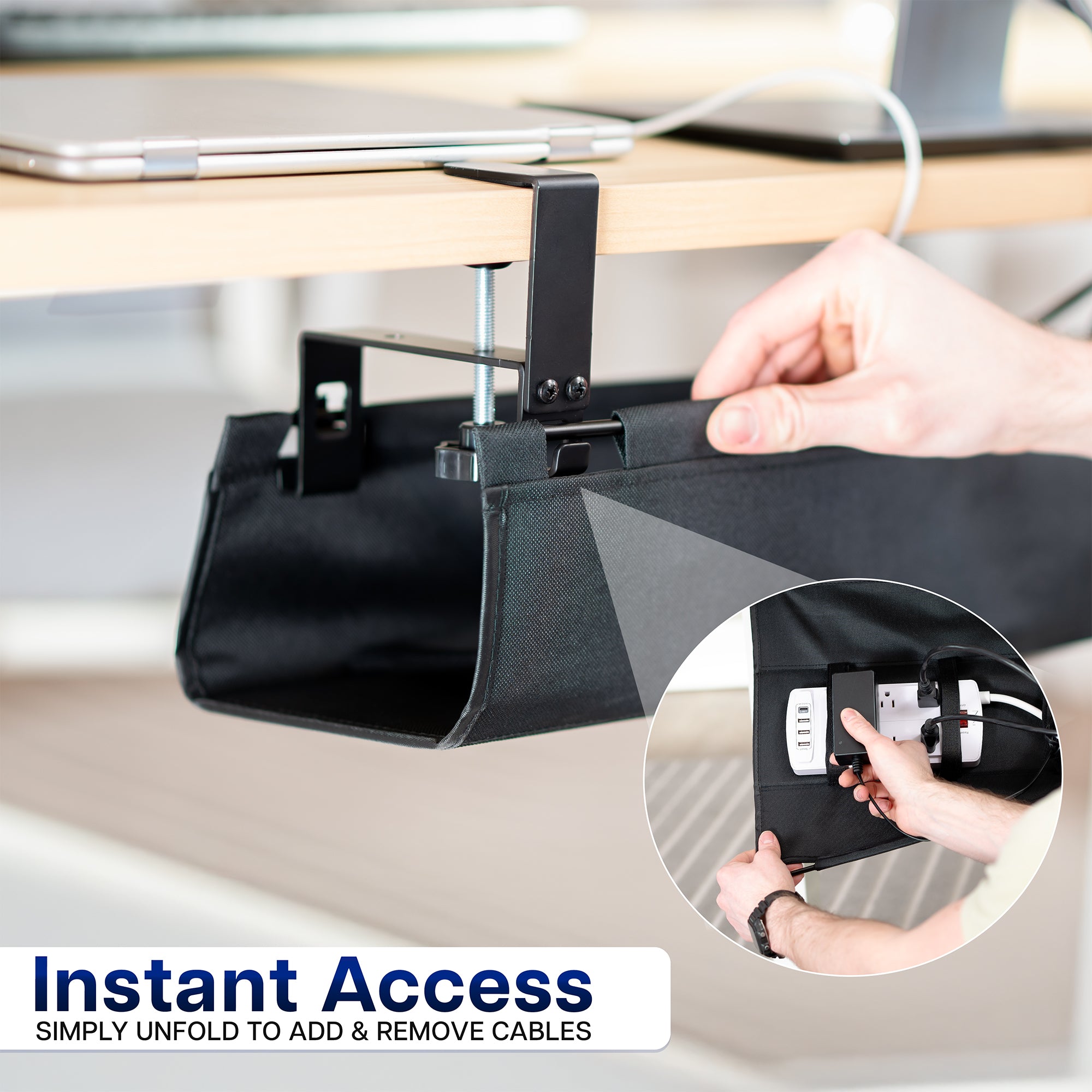 Clamp-on Fabric Cable Management Tray