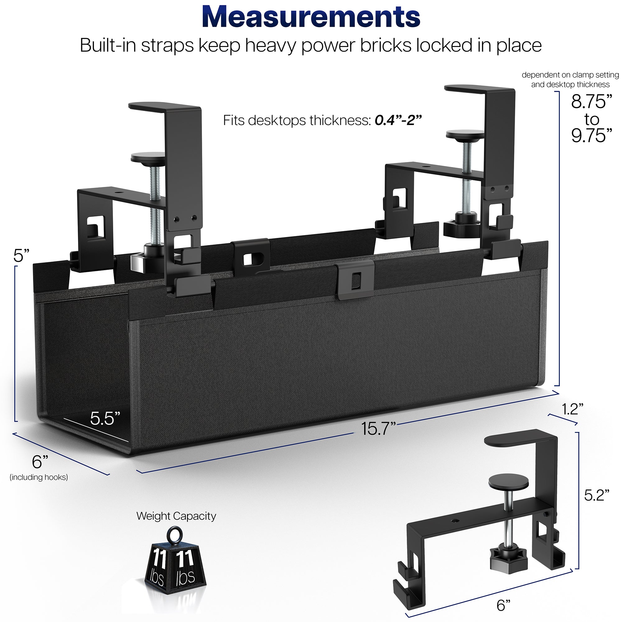 Clamp-on Fabric Cable Management Tray