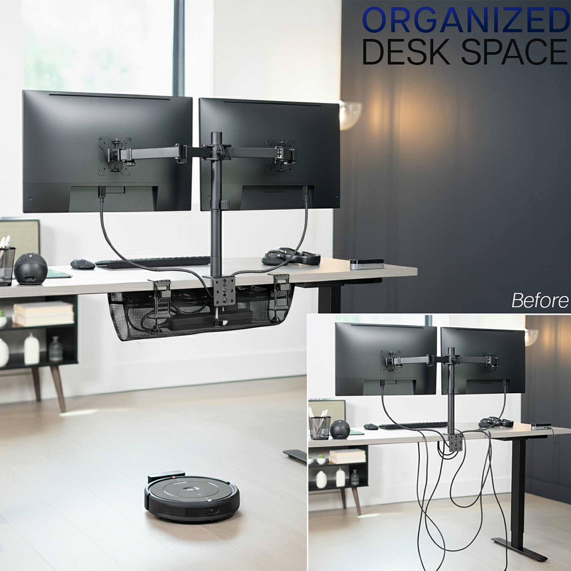 24 Inch Clamp-on Under Desk Cable Net, Workstation Wire Organizer, Cable Management for Home and Office 24 Inch Clamp-on Under Desk Cable Net, Workstation Wire Organizer, Cable Management for Home and Office