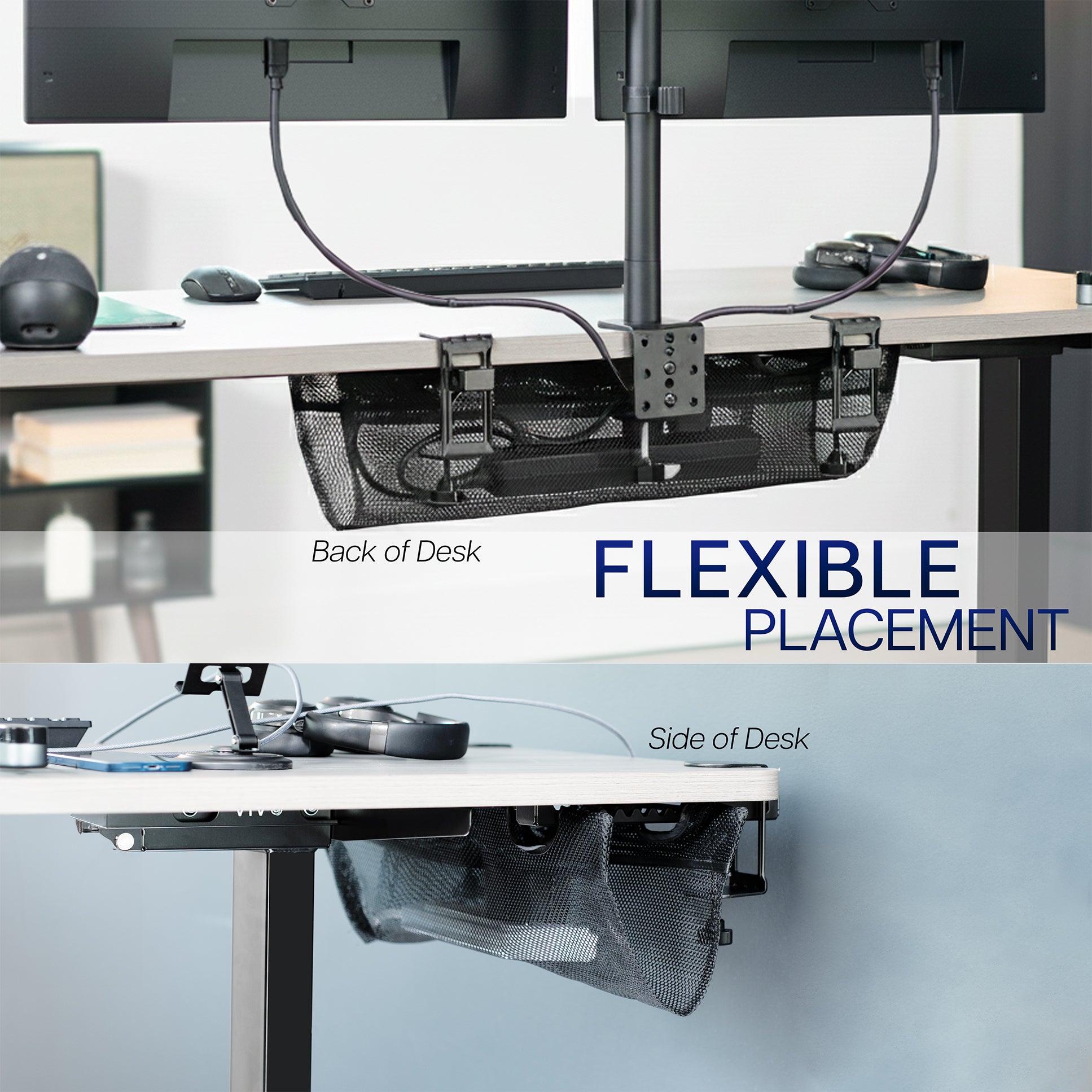 24 Inch Clamp-on Under Desk Cable Net, Workstation Wire Organizer, Cable Management for Home and Office 24 Inch Clamp-on Under Desk Cable Net, Workstation Wire Organizer, Cable Management for Home and Office