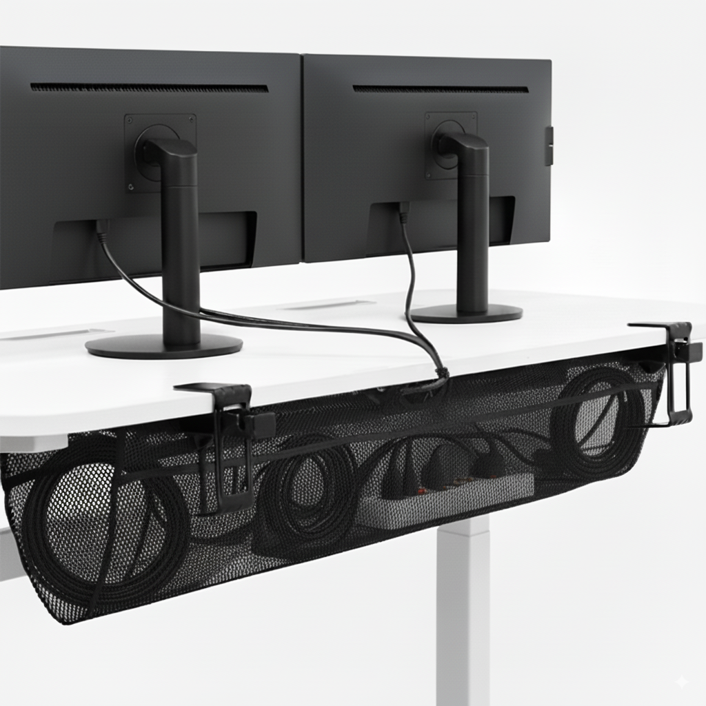 44 Inch Clamp-on Under Desk Cable Net, Workstation Wire Organizer, Cable Management for Home and Office 44 Inch Clamp-on Under Desk Cable Net, Workstation Wire Organizer, Cable Management for Home and Office