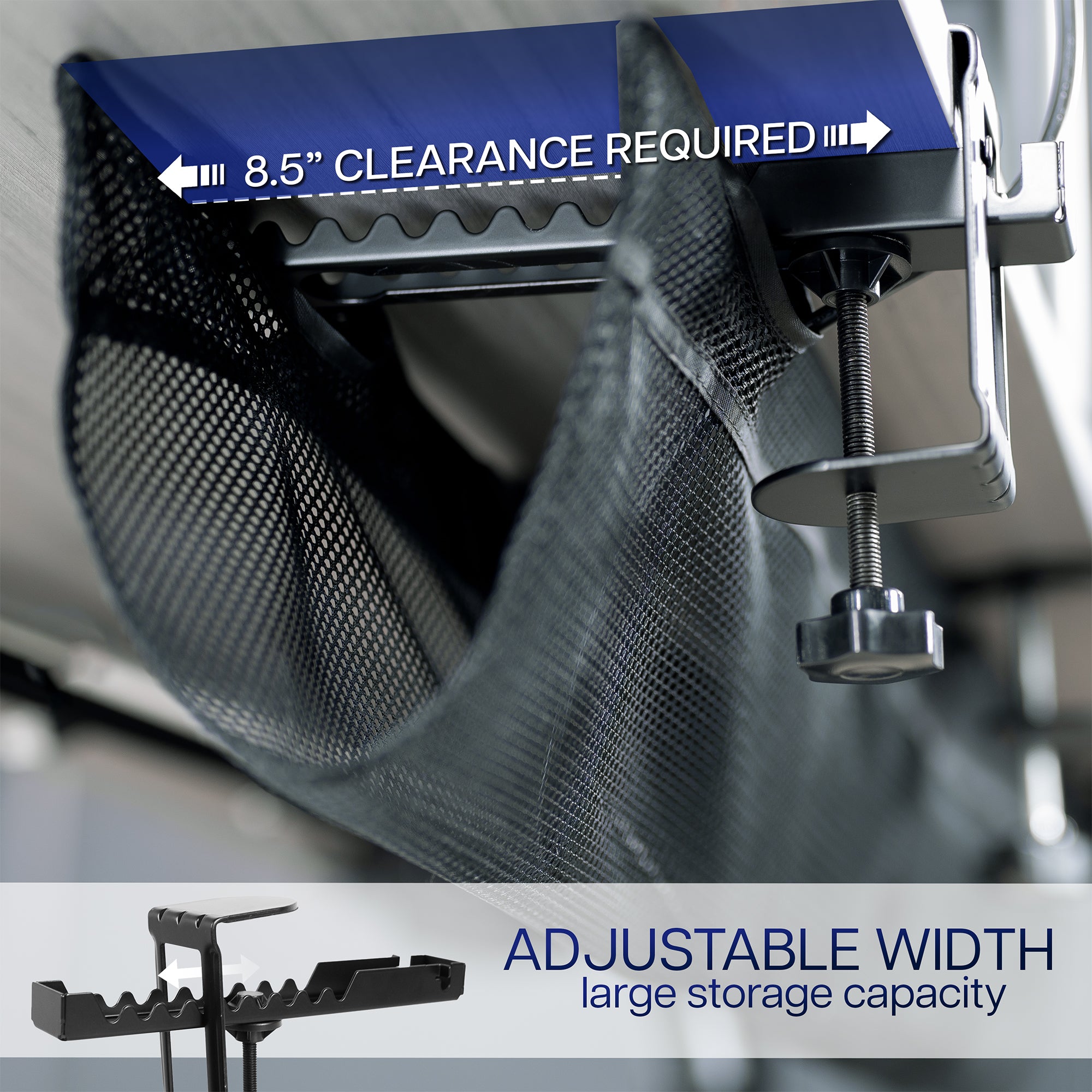 44 Inch Clamp-on Under Desk Cable Net, Workstation Wire Organizer, Cable Management for Home and Office 44 Inch Clamp-on Under Desk Cable Net, Workstation Wire Organizer, Cable Management for Home and Office