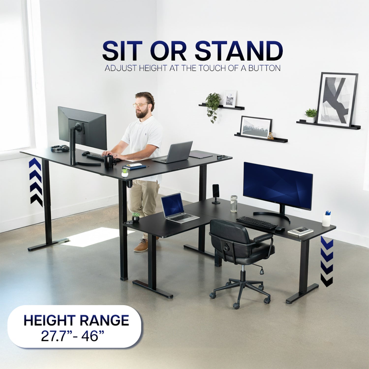 E3 Series - Corner Electric Single Motor Desk Frame