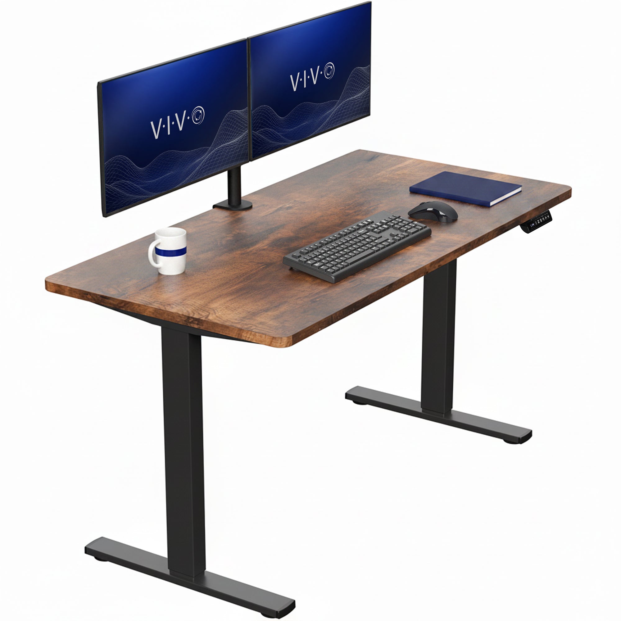 Sturdy ergonomic sit or stand active desk workstation with adjustable height using smart control panel.