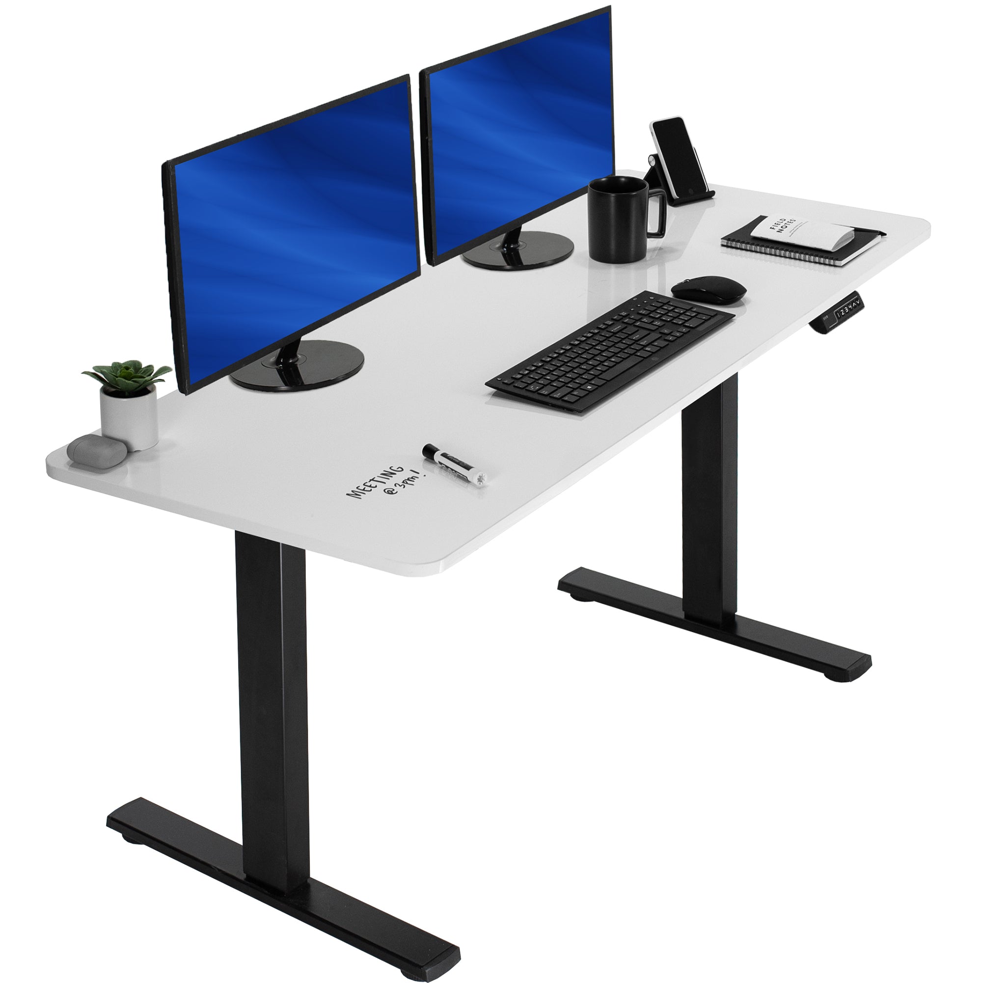1B Solid Top Series - Single Motor Electric Desk with Push Button Memory Controller