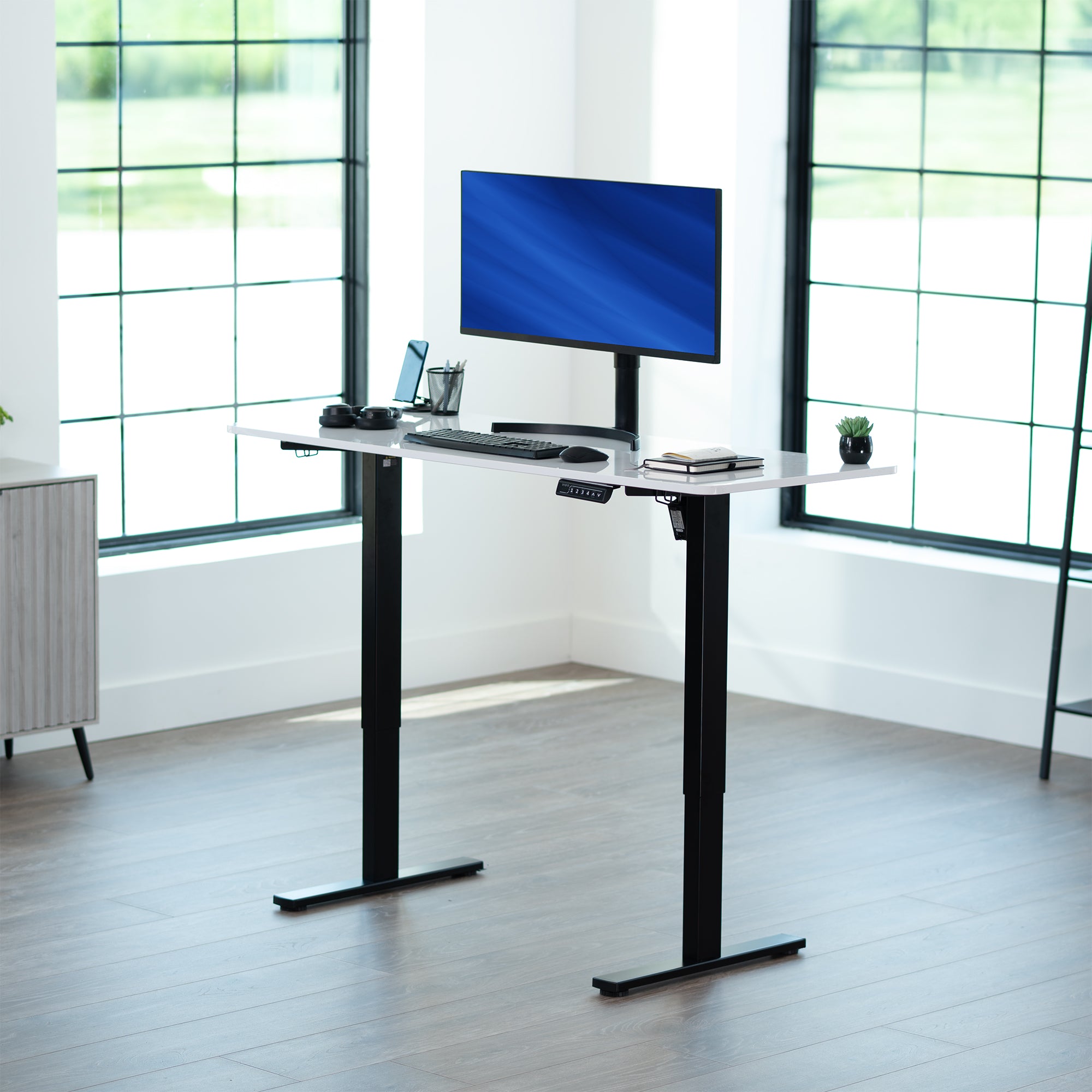 1B Solid Top Series - Single Motor Electric Desk with Push Button Memory Controller