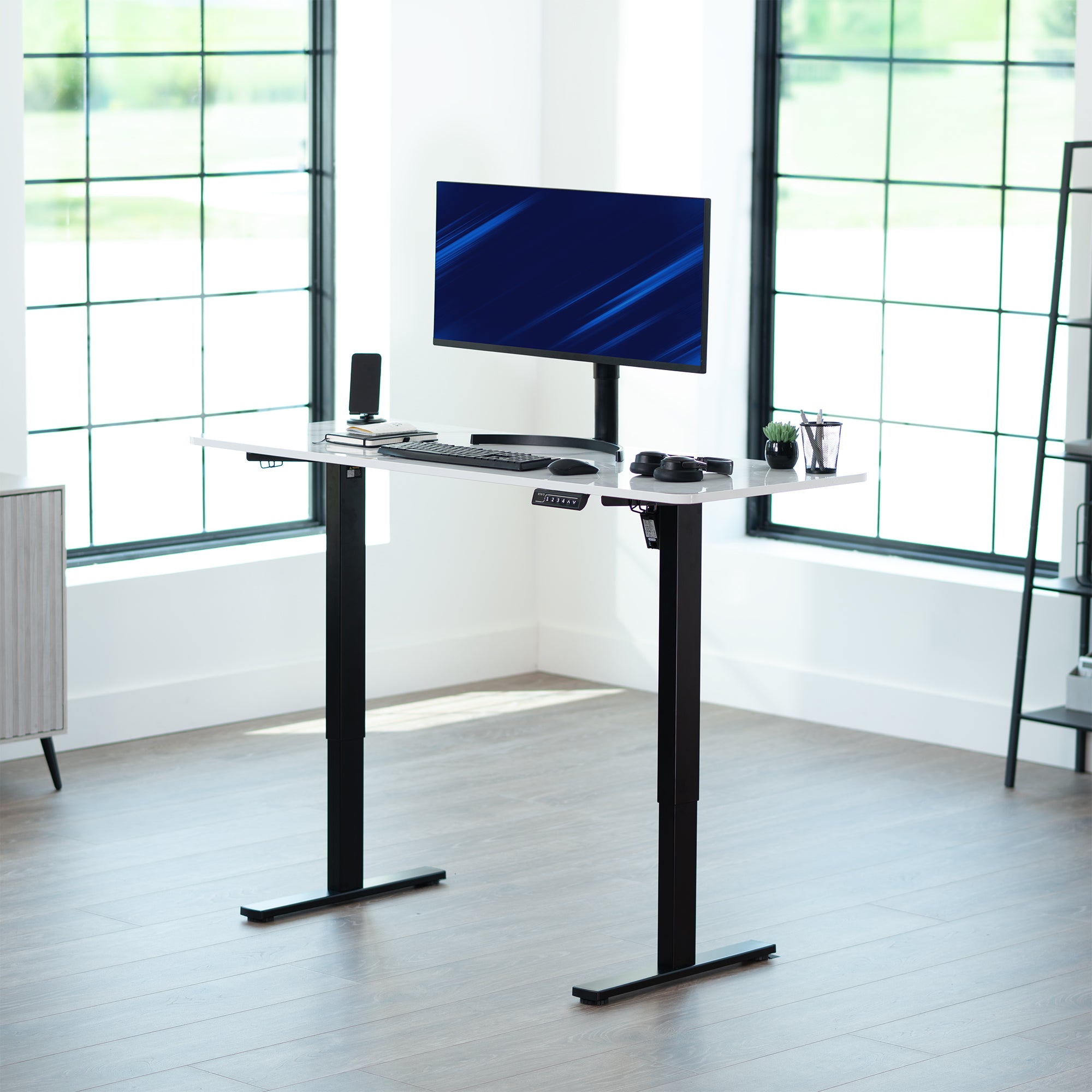 1B Solid Top Series - Single Motor Electric Desk with Push Button Memory Controller