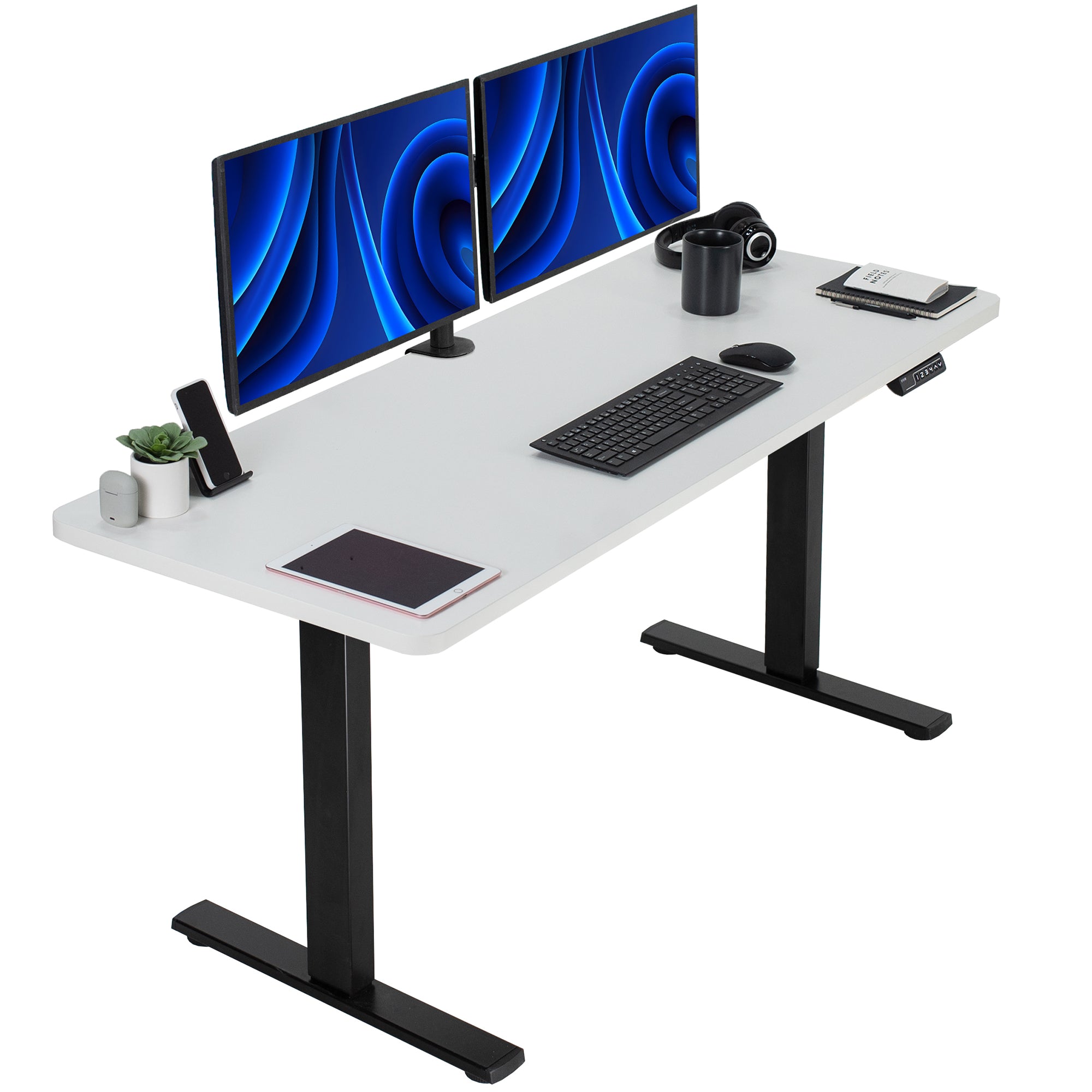 1B Solid Top Series - Single Motor Electric Desk with Push Button Memory Controller