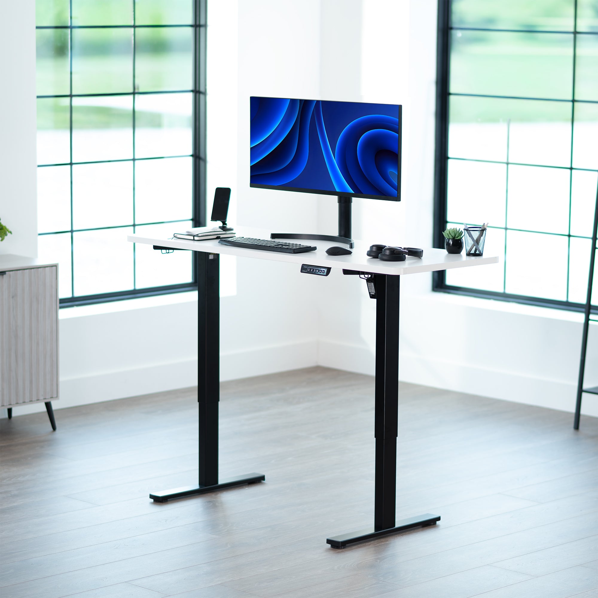 1B Solid Top Series - Single Motor Electric Desk with Push Button Memory Controller