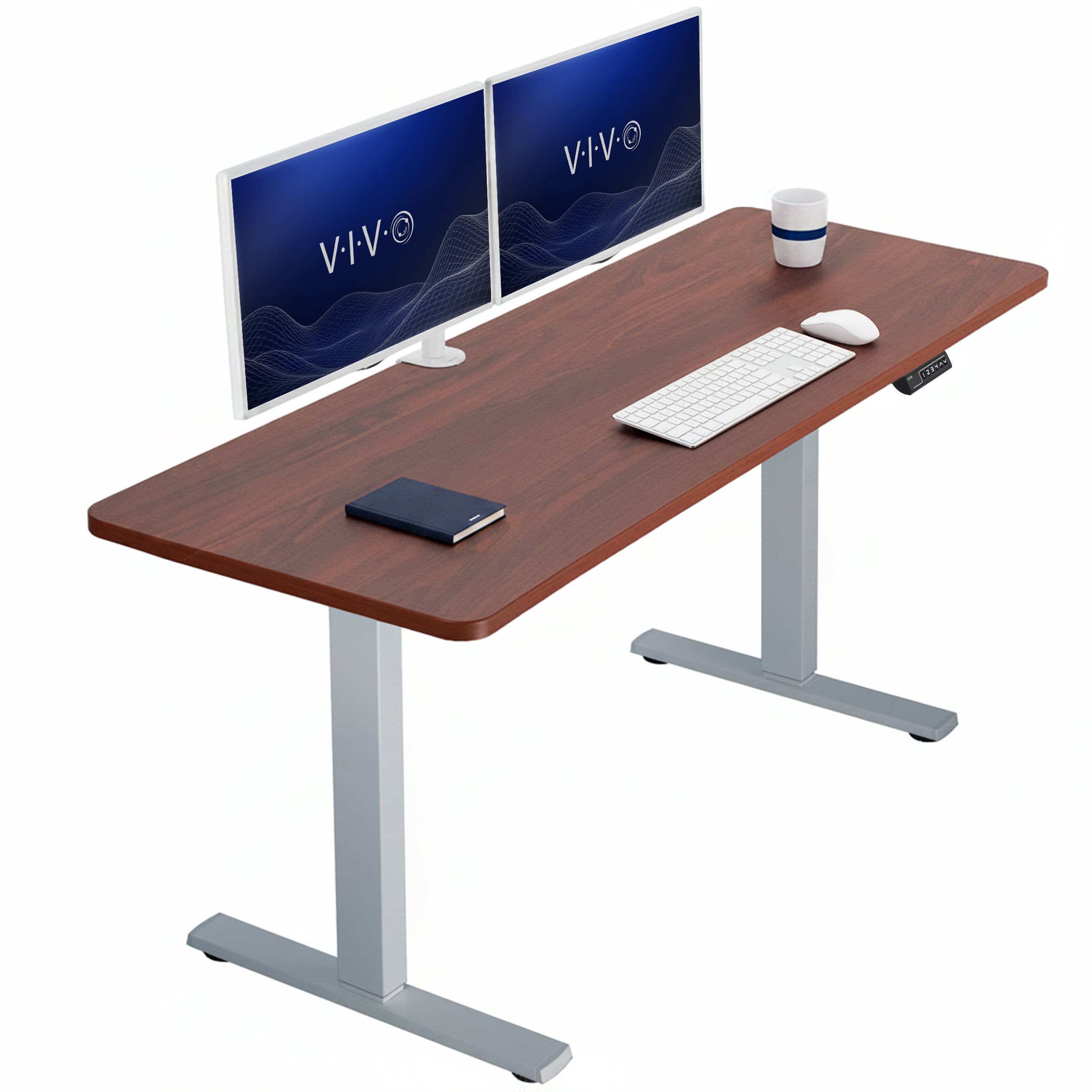 Sturdy ergonomic sit or stand active desk workstation with adjustable height using smart control panel.