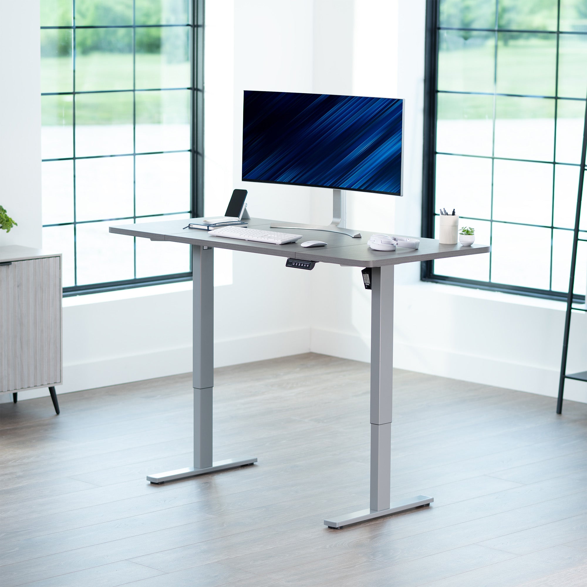 Single Motor Electric Desk with Push Button Memory Controller