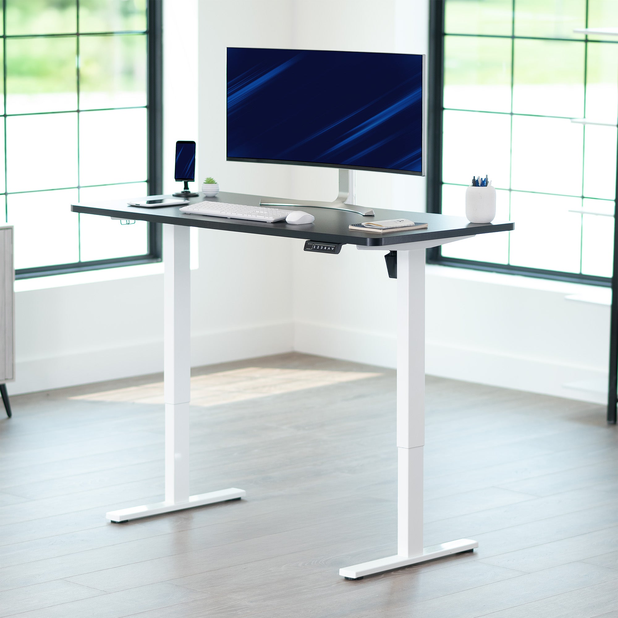 1B Solid Top Series - Single Motor Electric Desk with Push Button Memory Controller