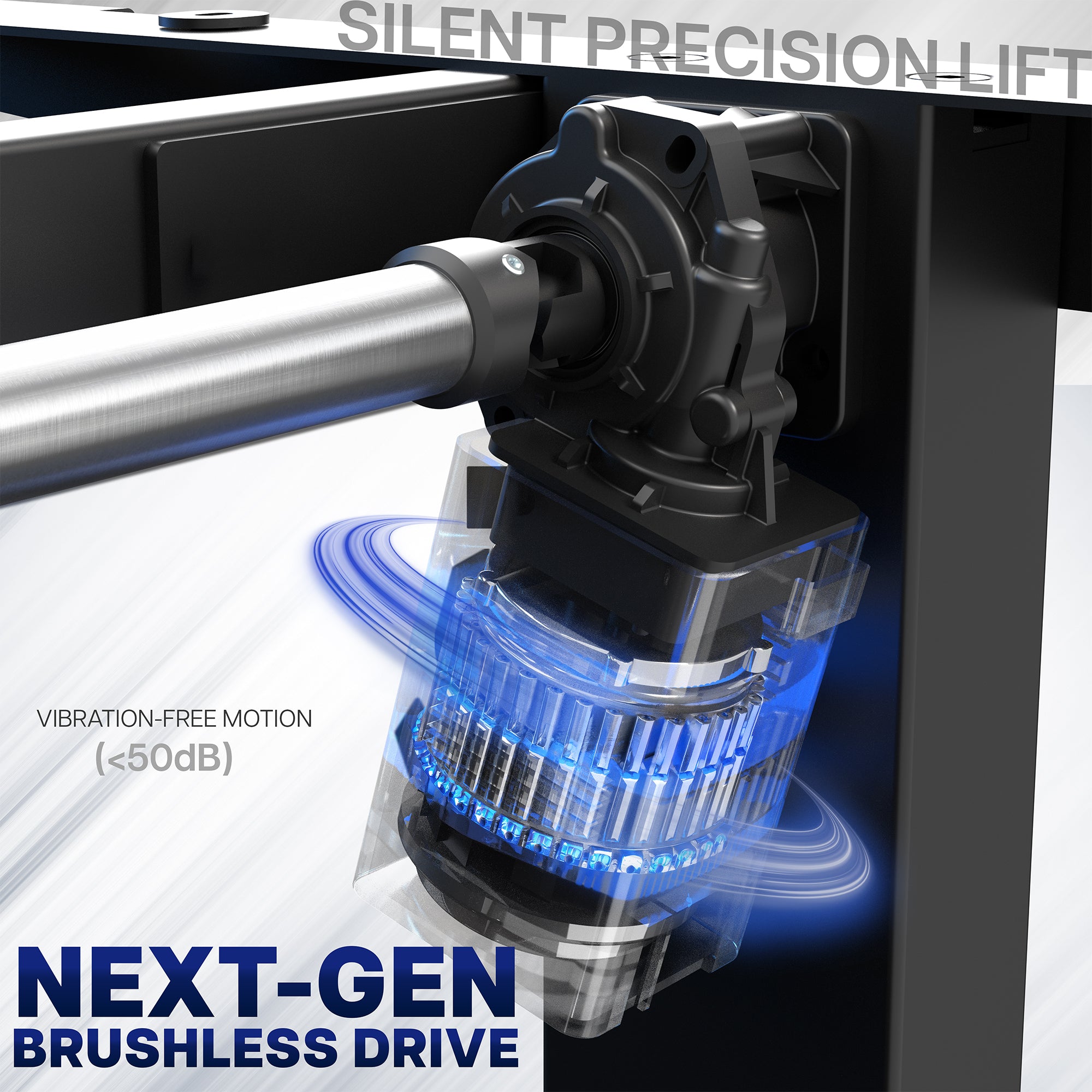 63” x 32” Electric Height Adjustable Stand Up Desk. Features a built-in power strip.