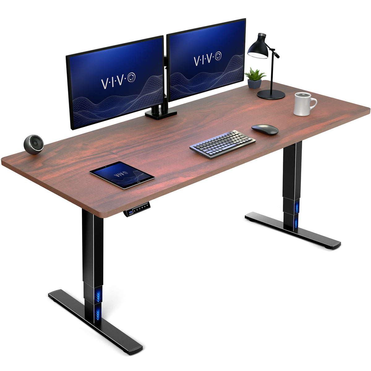 Dark Walnut Desktop 2E Series - 71" x 30" Electric Desk with Touch Screen Memory Controller