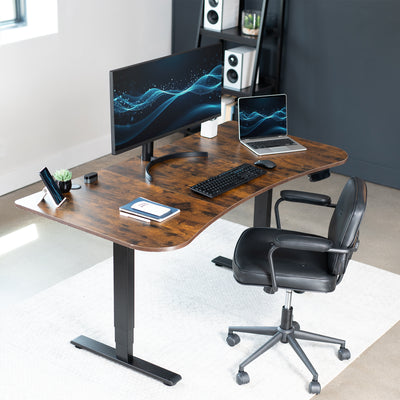 Rustic 63” x 32” Electric Height Adjustable Stand Up Desk