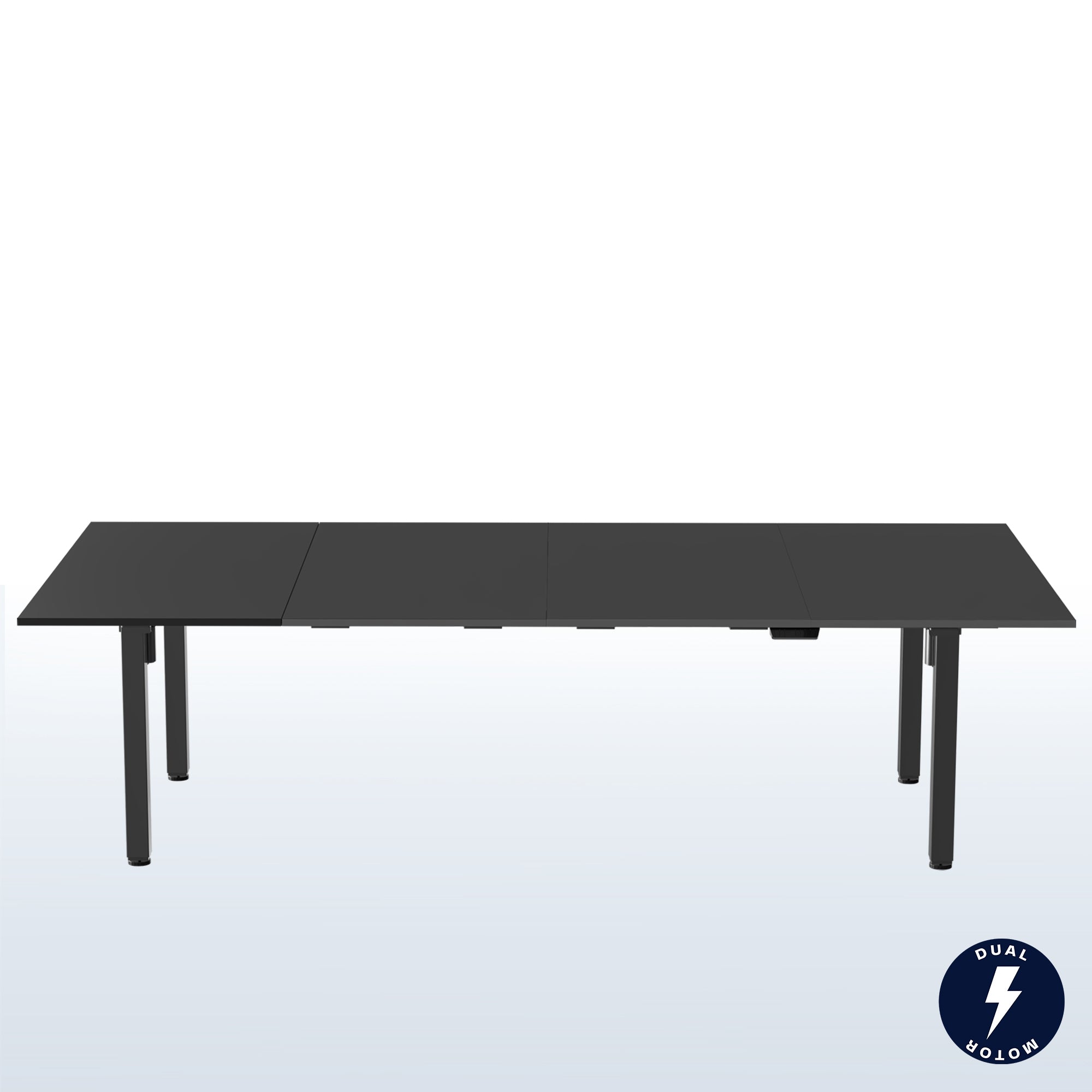 Dual Motor Electric 4-Leg Desk with Square Corner Top provides a spacious workstation for a conference room or project table and creates smooth height adjustment at the push of a button.
