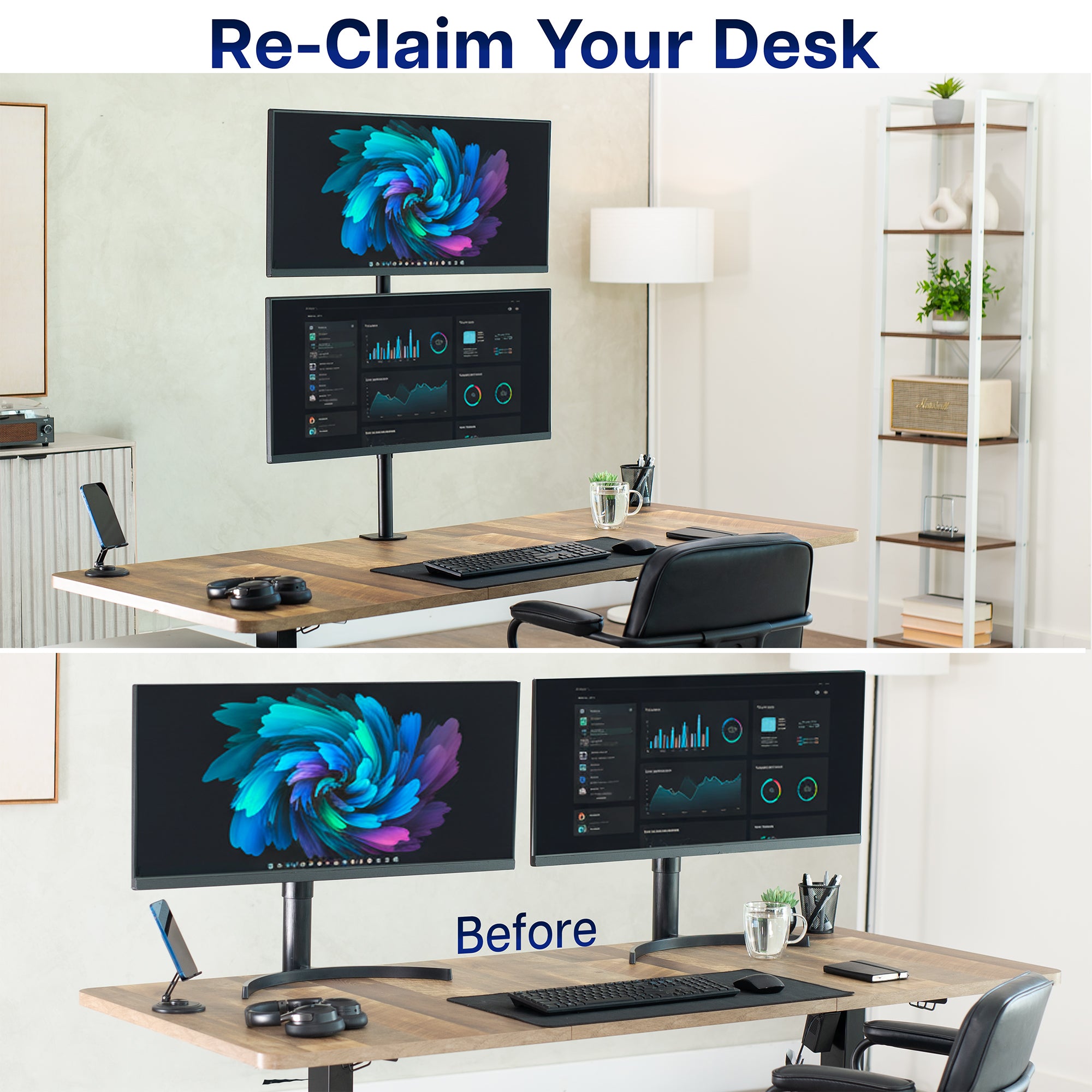 Dual Monitor Desk Mount - Up to 34" Screens