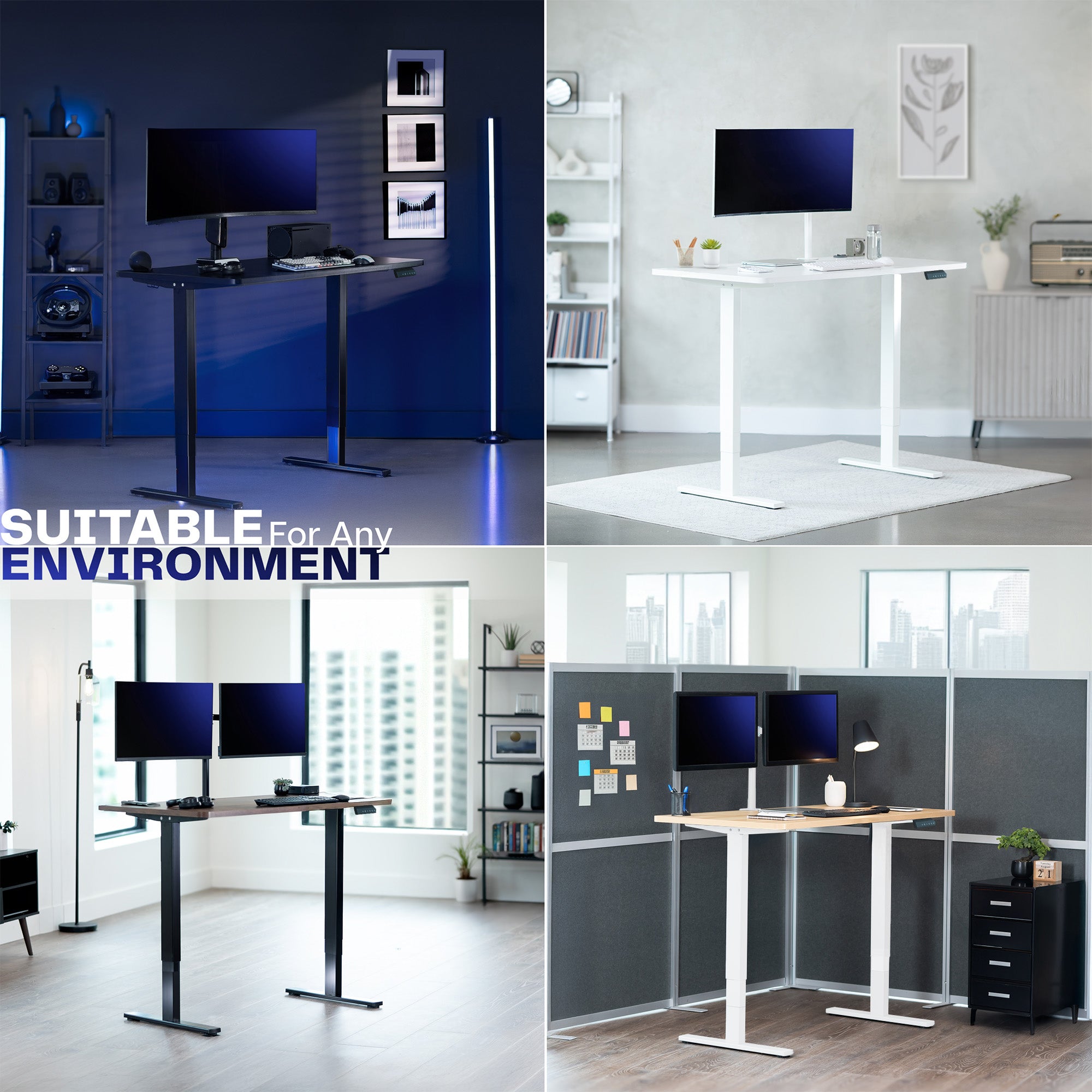 Sit or stand on demand throughout the busy day with this solid frame featuring dual thermal motors and 3-stage telescopic height adjustment.