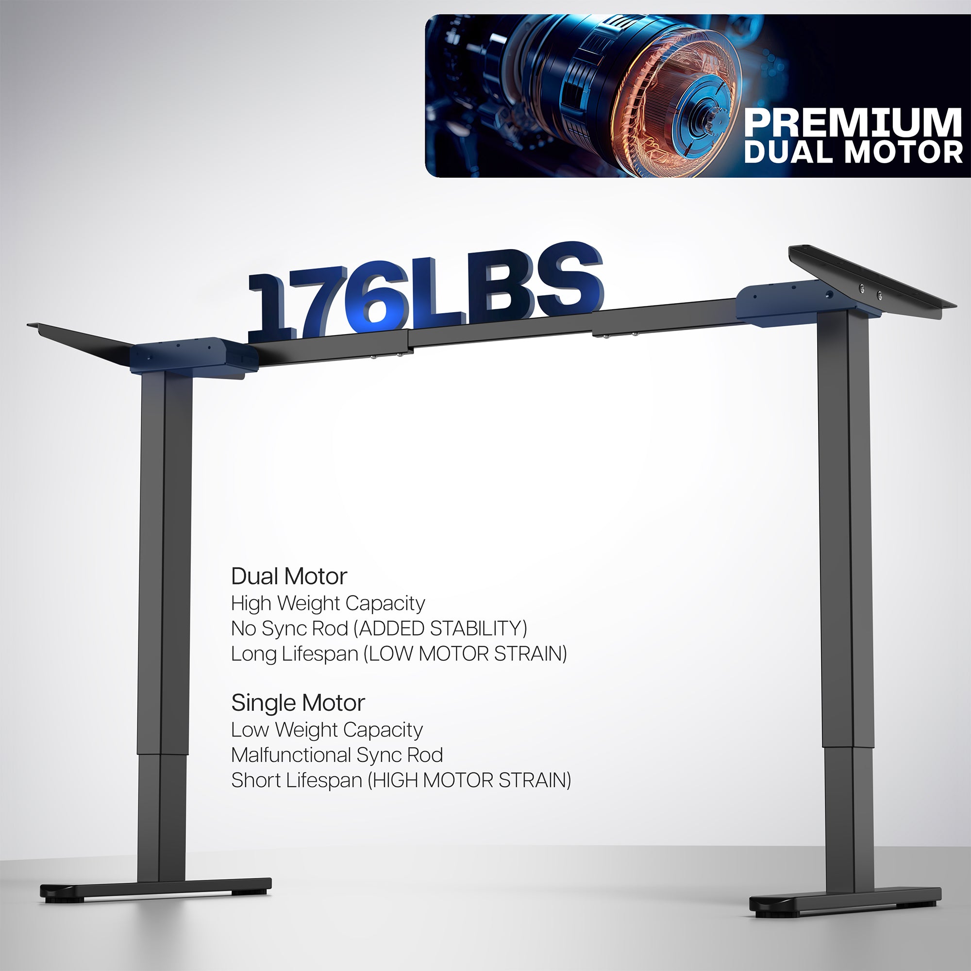 Electric standing dual motor desk frame from VIVO.