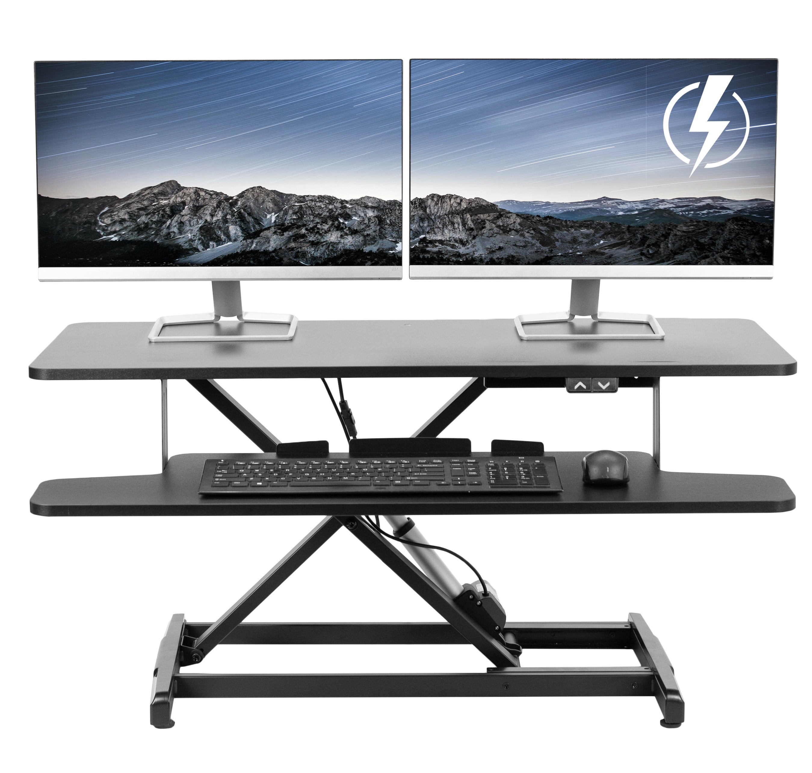 vivo DESK-V111VT Black Electric Mobile Height Adjustable Two Platform Standing Desk 36