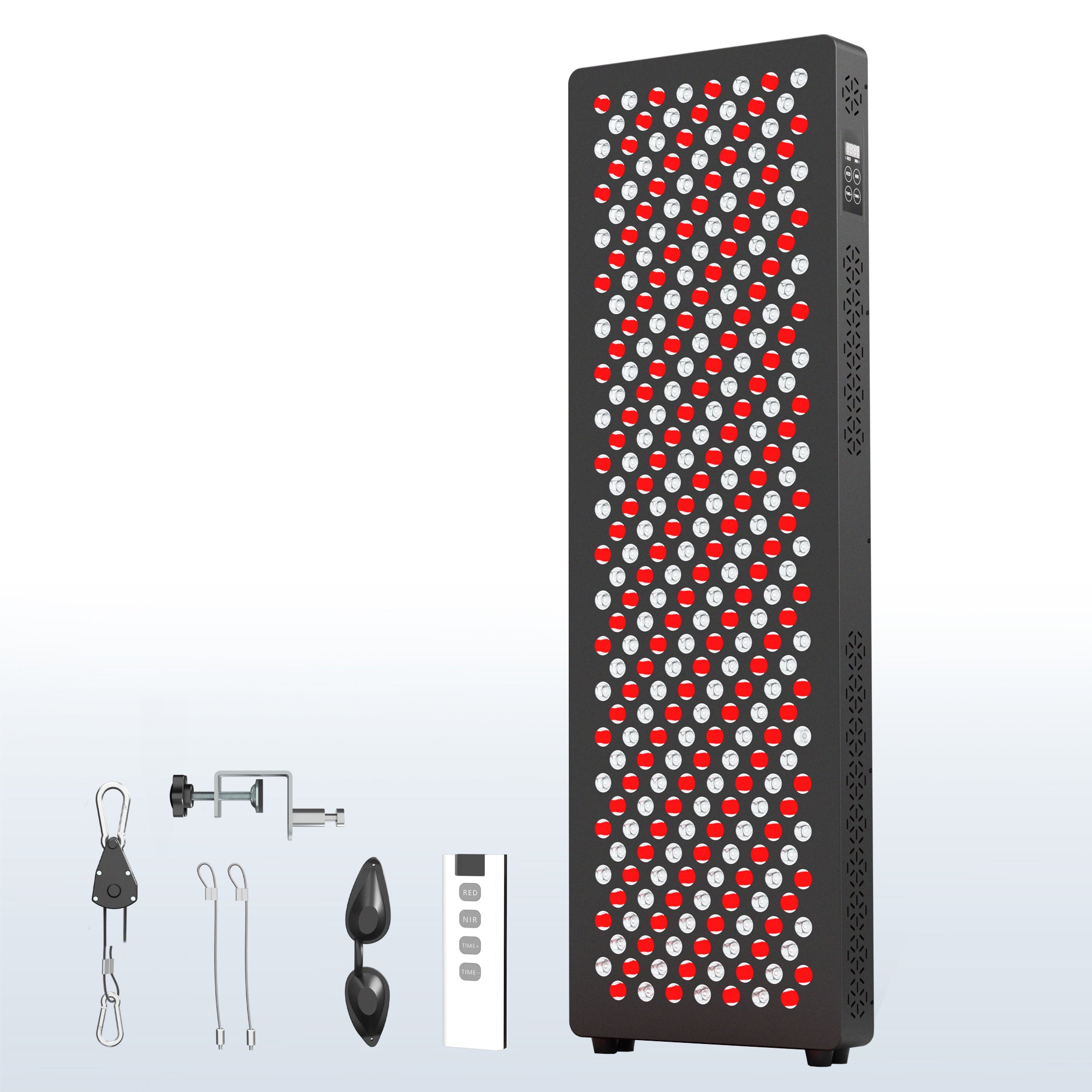 Red light therapy device on a white background