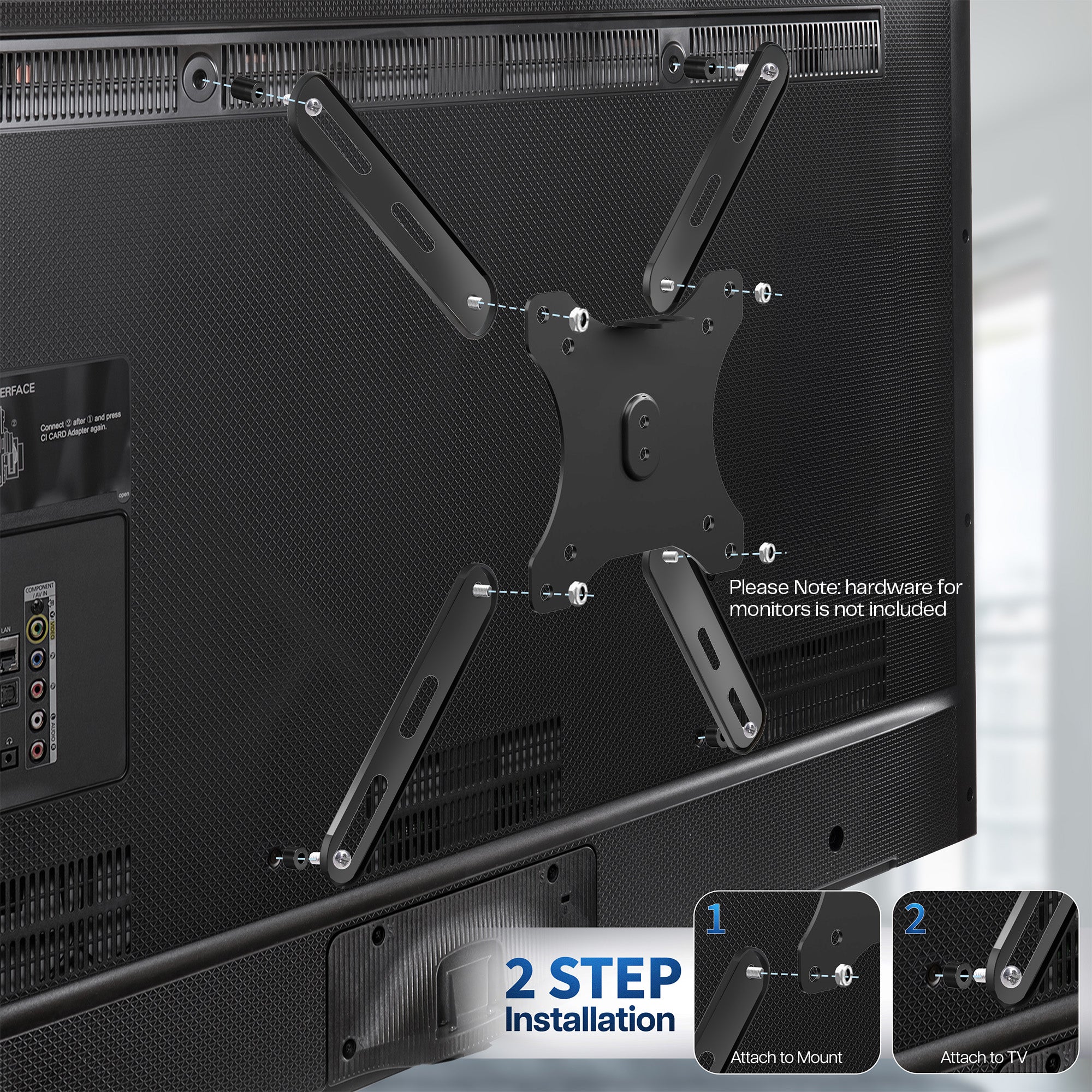 Sturdy VESA LCD screen adapter.
