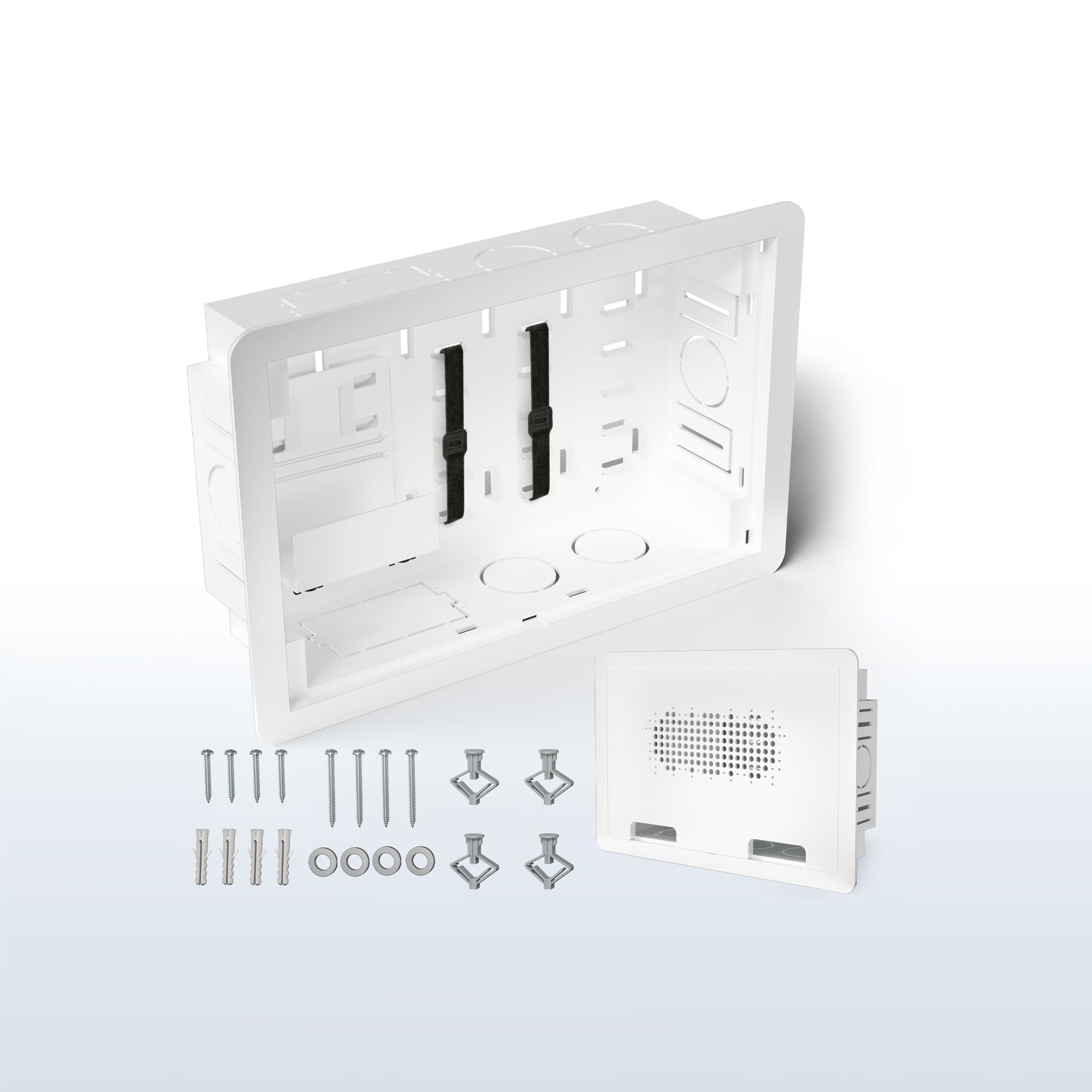In-Wall Cable and Media Box Enclosures on a white background