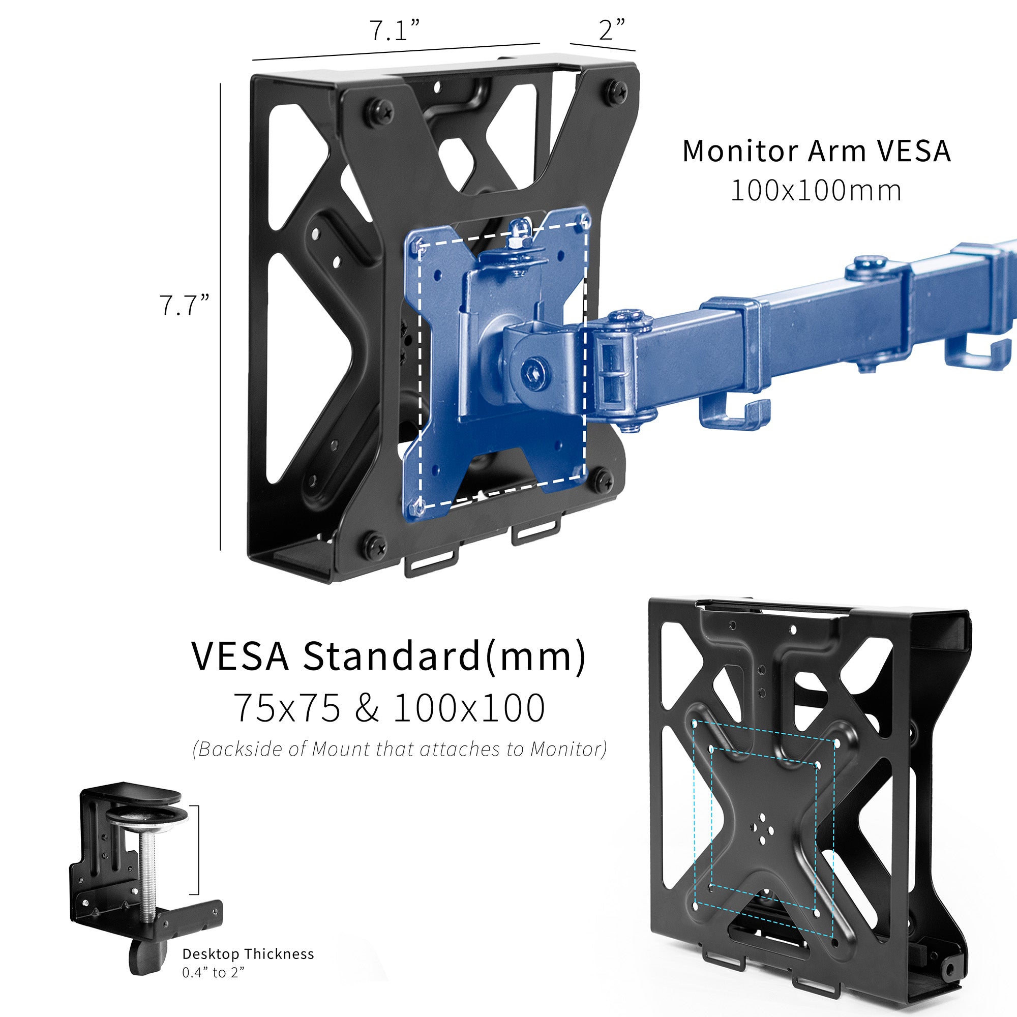 Mount Designed for Dell OptiPlex Micro with dimensions on a white background