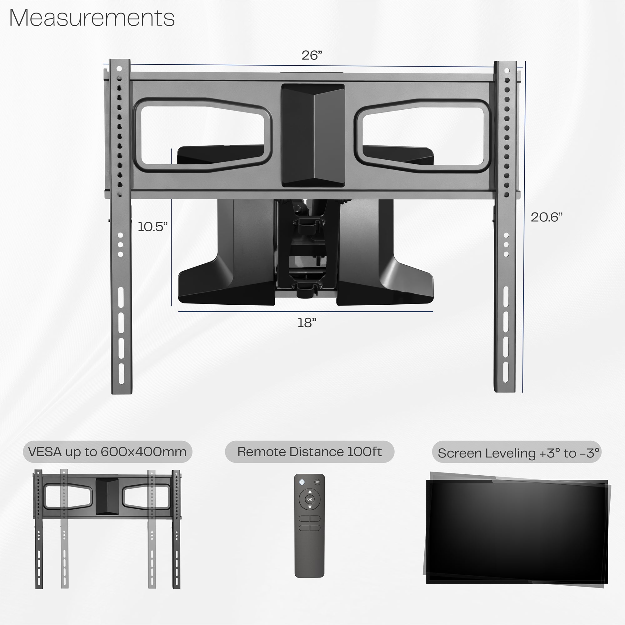 Electric TV Wall Mount elevates your screen to a comfortable viewing height.