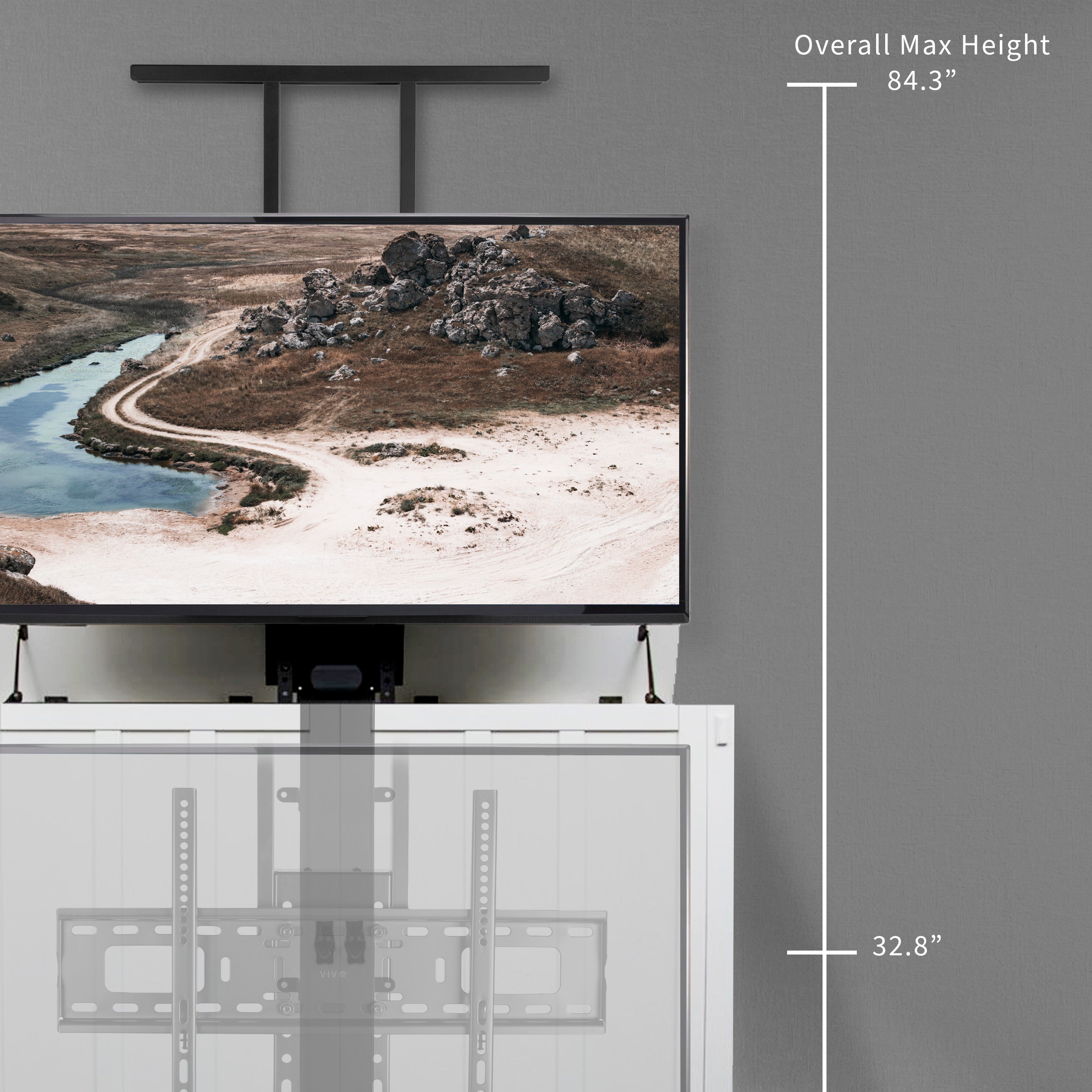Motorized Large TV Stand for 37 to 77 inch Screens, Vertical Lift Television Stand with Remote Control, Compact TV Mount Bracket