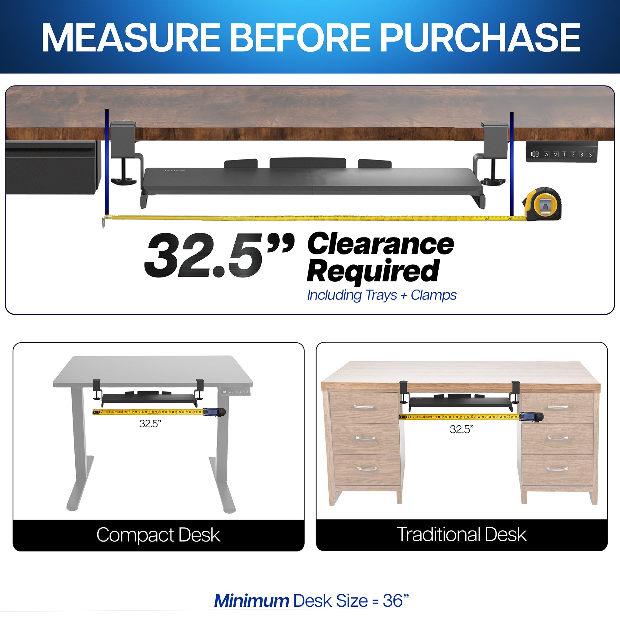 Under desk solid steel sliding keyboard tray.