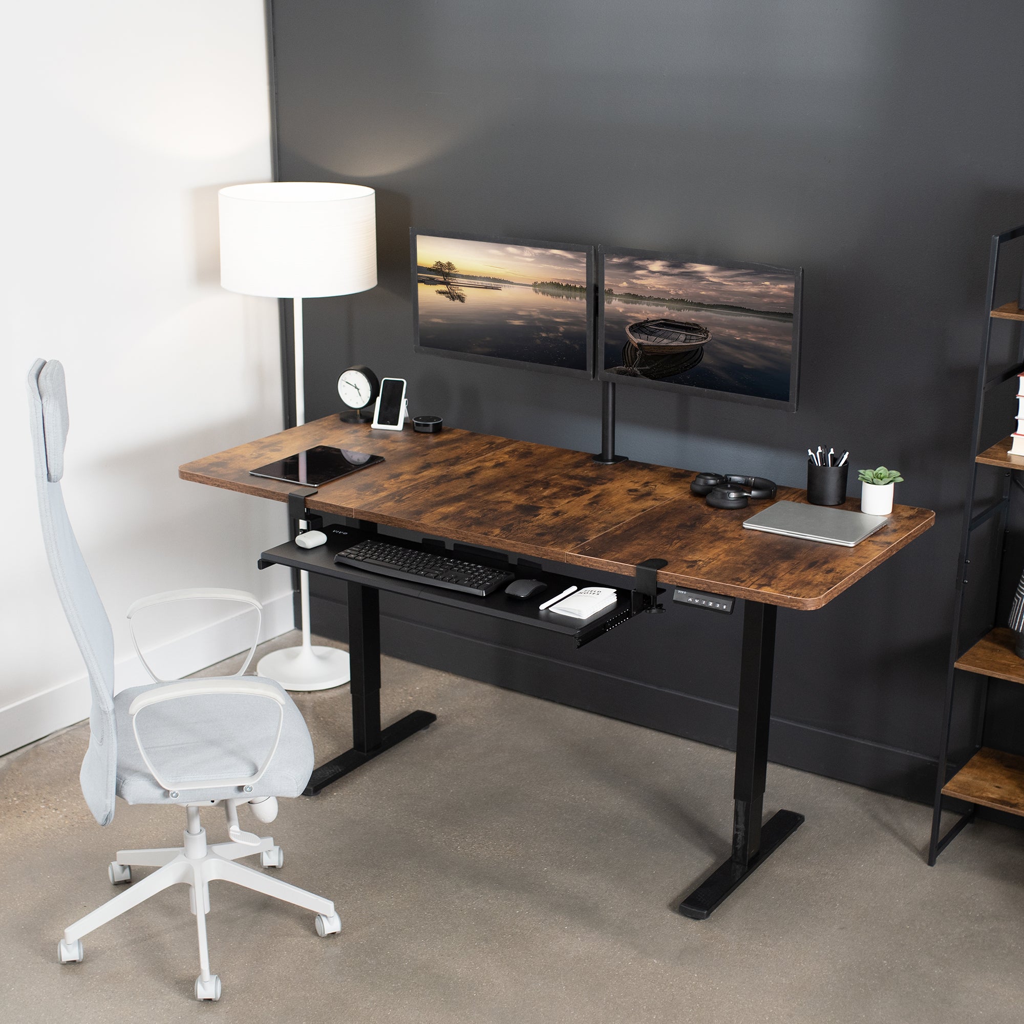 Ergonomic under desk keyboard tray mount attachment.