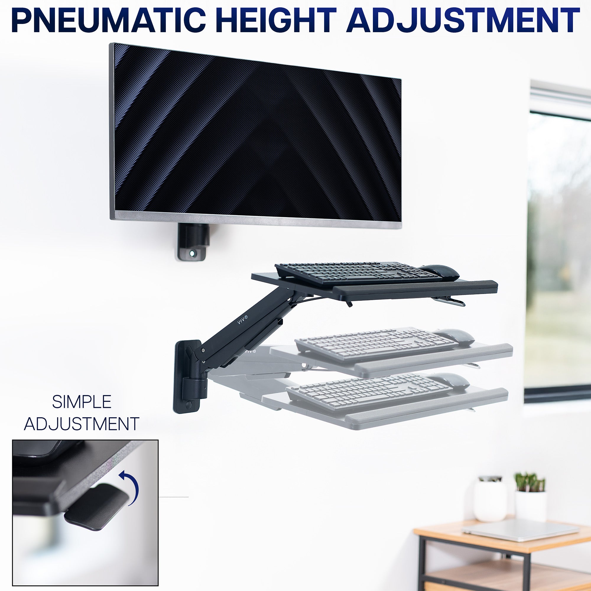 Pneumatic Wall Mounted Keyboard Tray