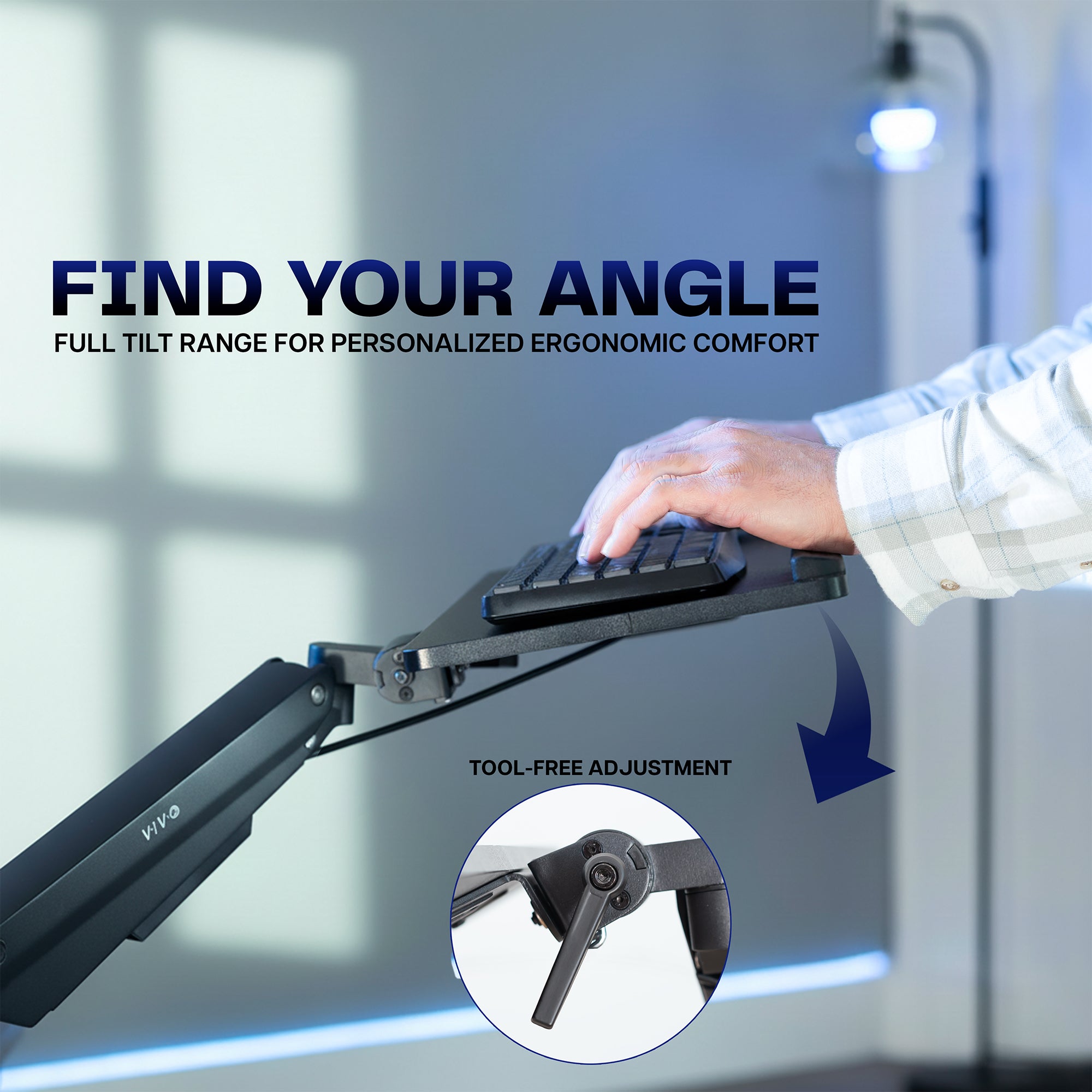 Pneumatic Clamp-on Keyboard Tray