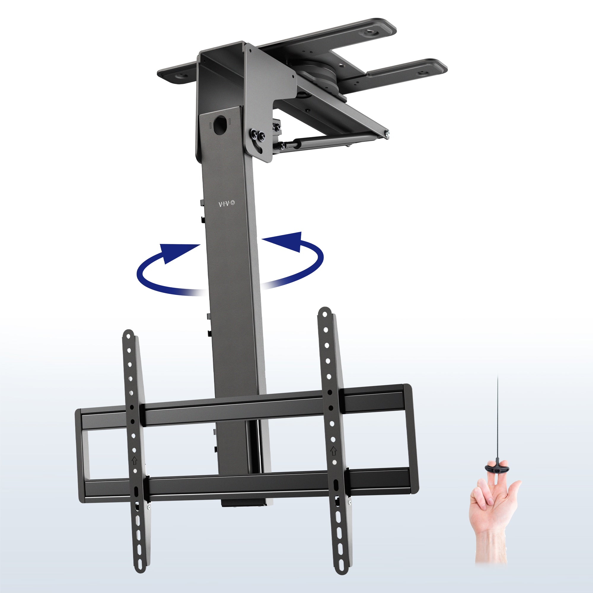Manual Flip Down TV Ceiling Mount on a gradient background.