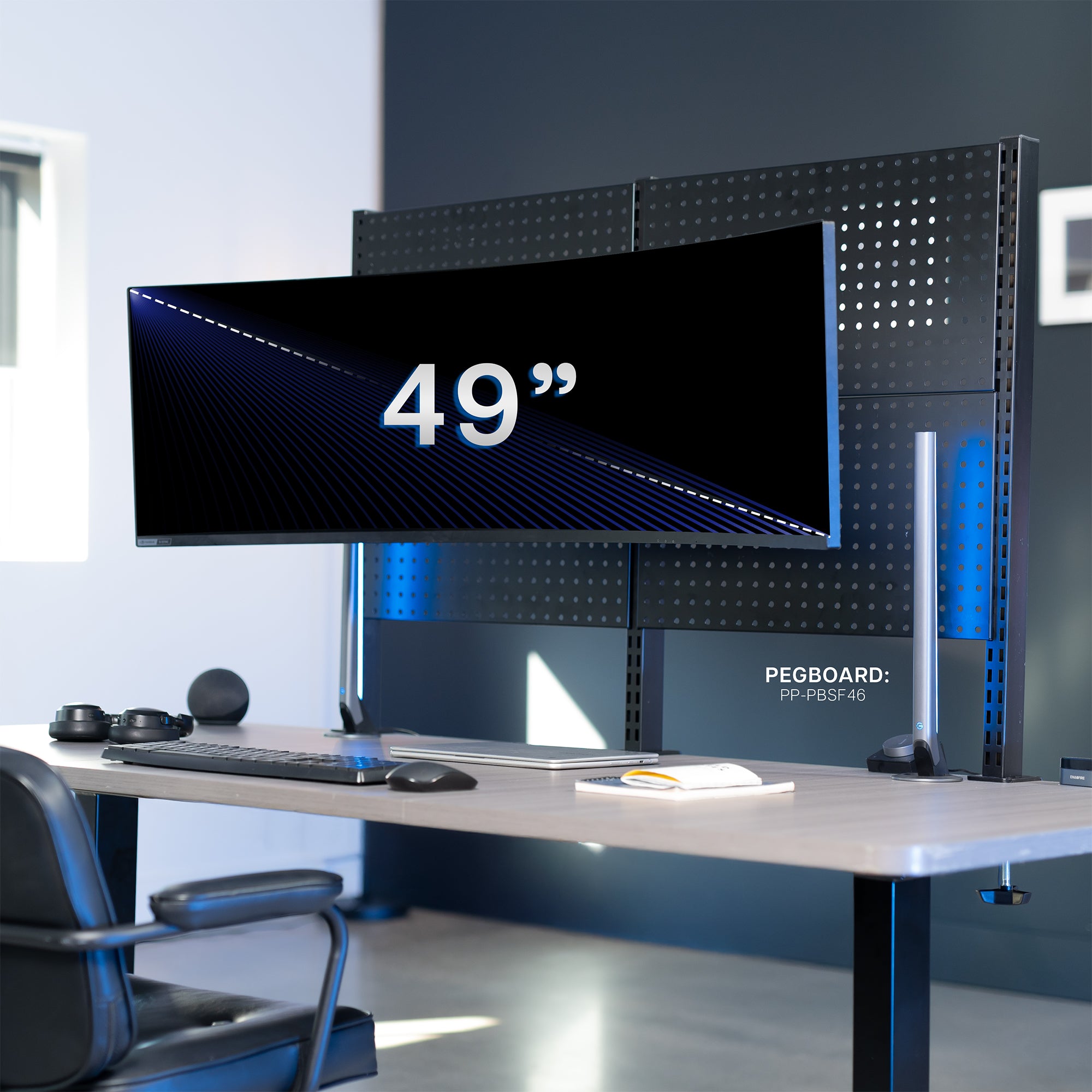 Single Ultrawide Monitor Pegboard Panel Mount - Up to 49" Screens