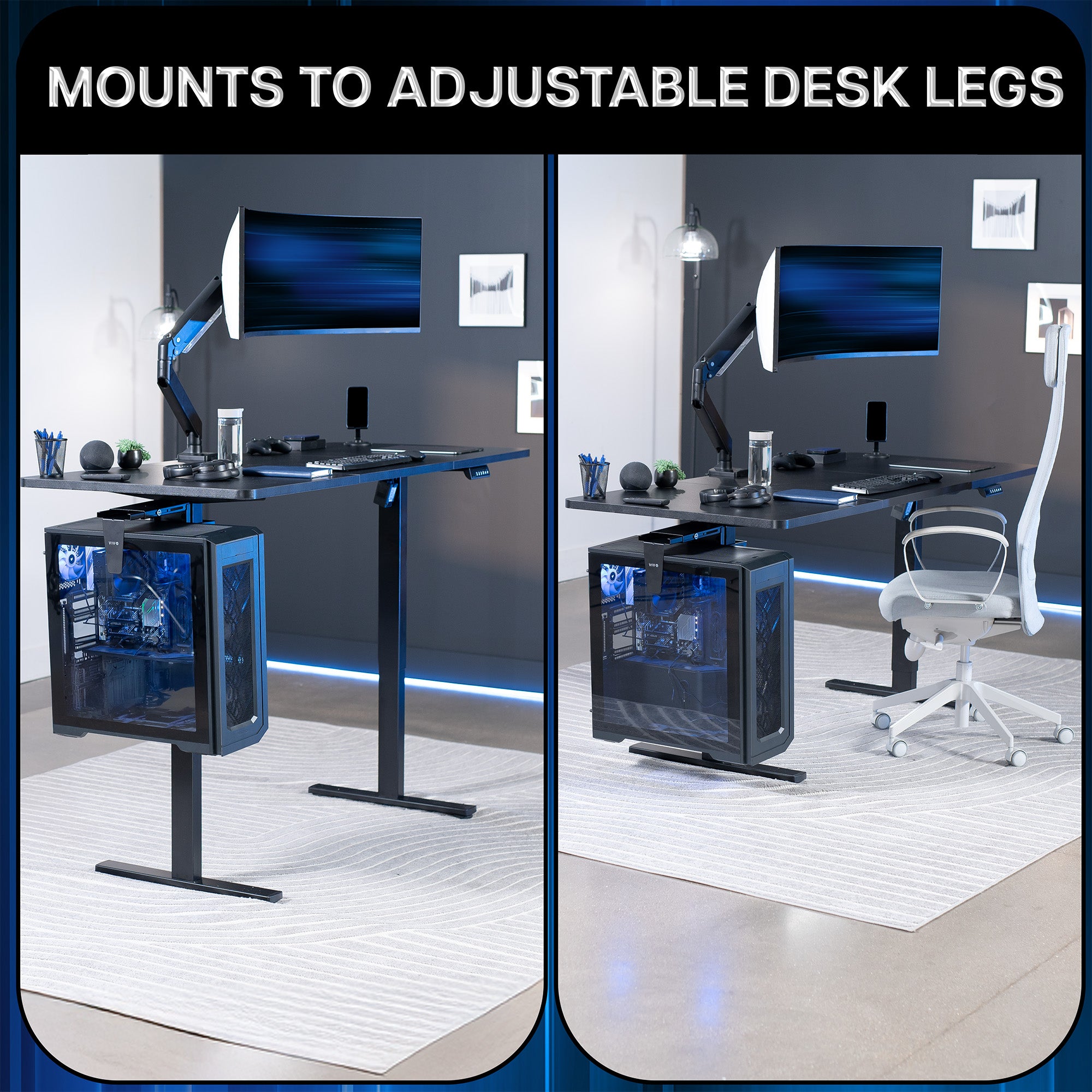 Under Desk Leg Clamp Large PC Mount