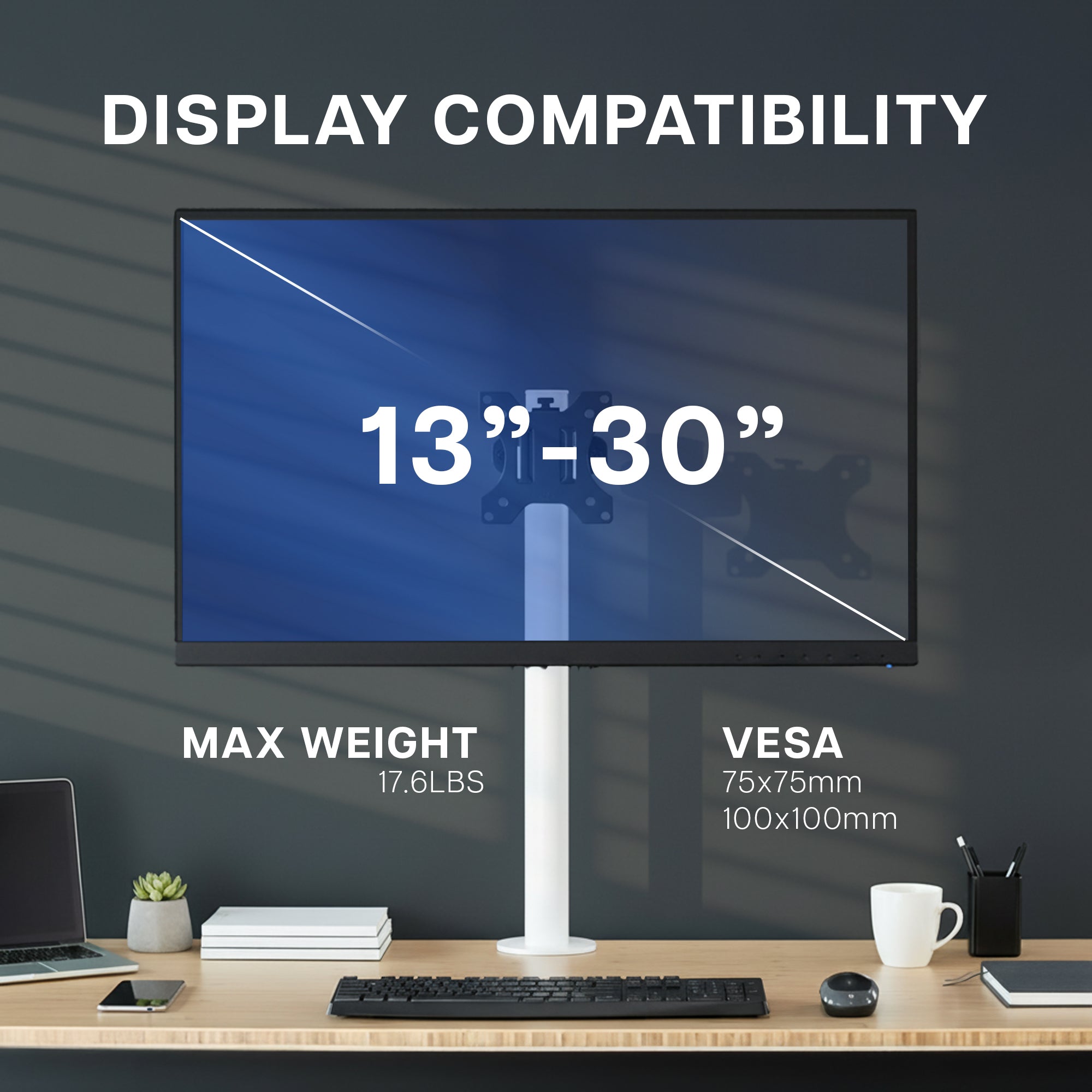 Heavy-duty VESA bracket pole mount.
