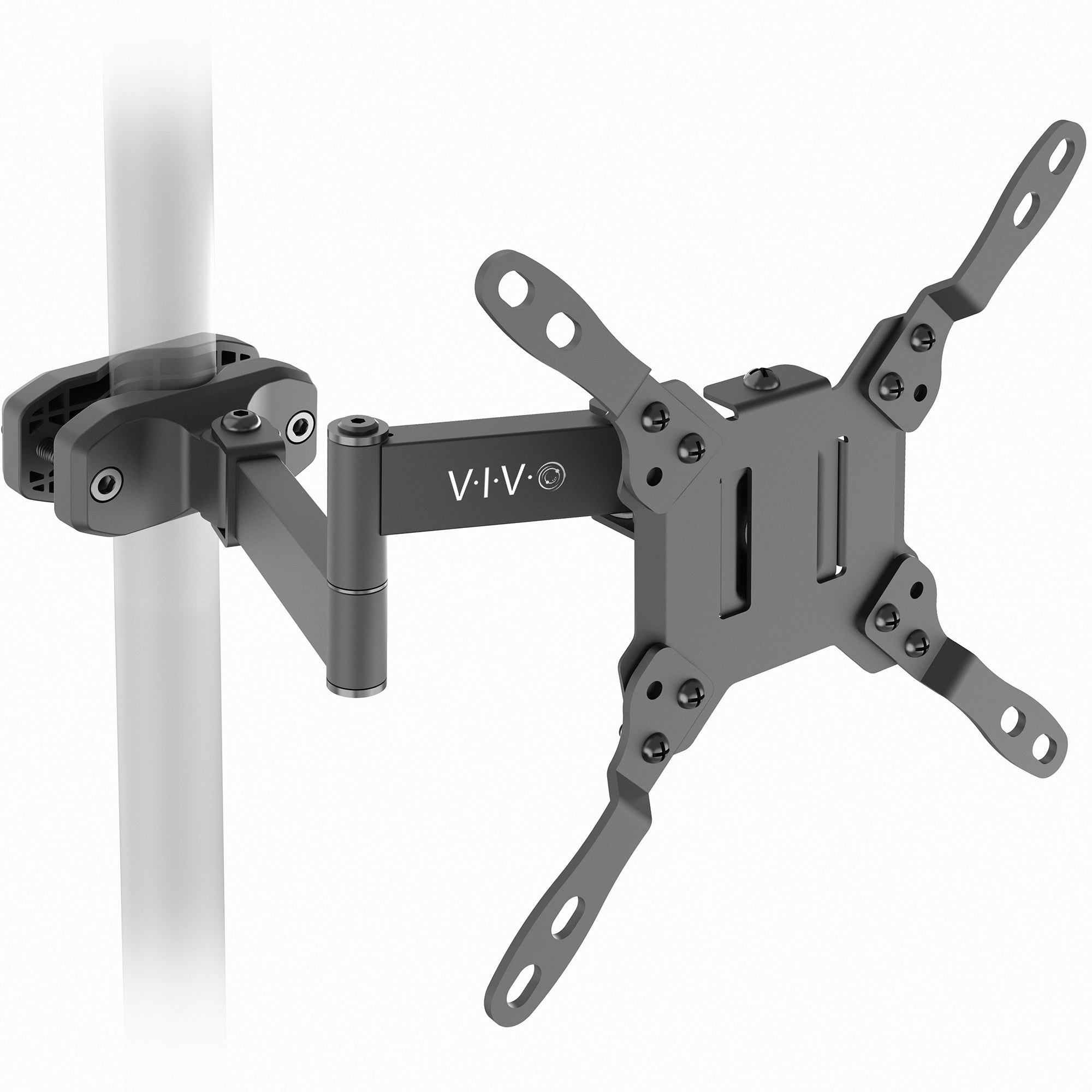 VESA monitor arm pole mount with articulating extension arm for 23-inch to 43-inch screens