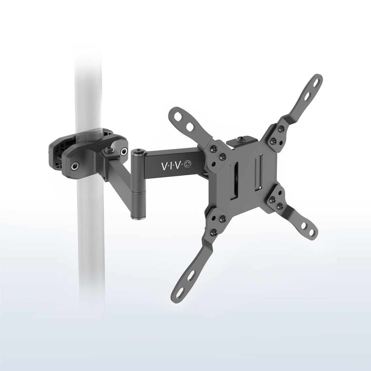 VESA monitor arm pole mount with articulating extension arm for 23-inch to 43-inch screens