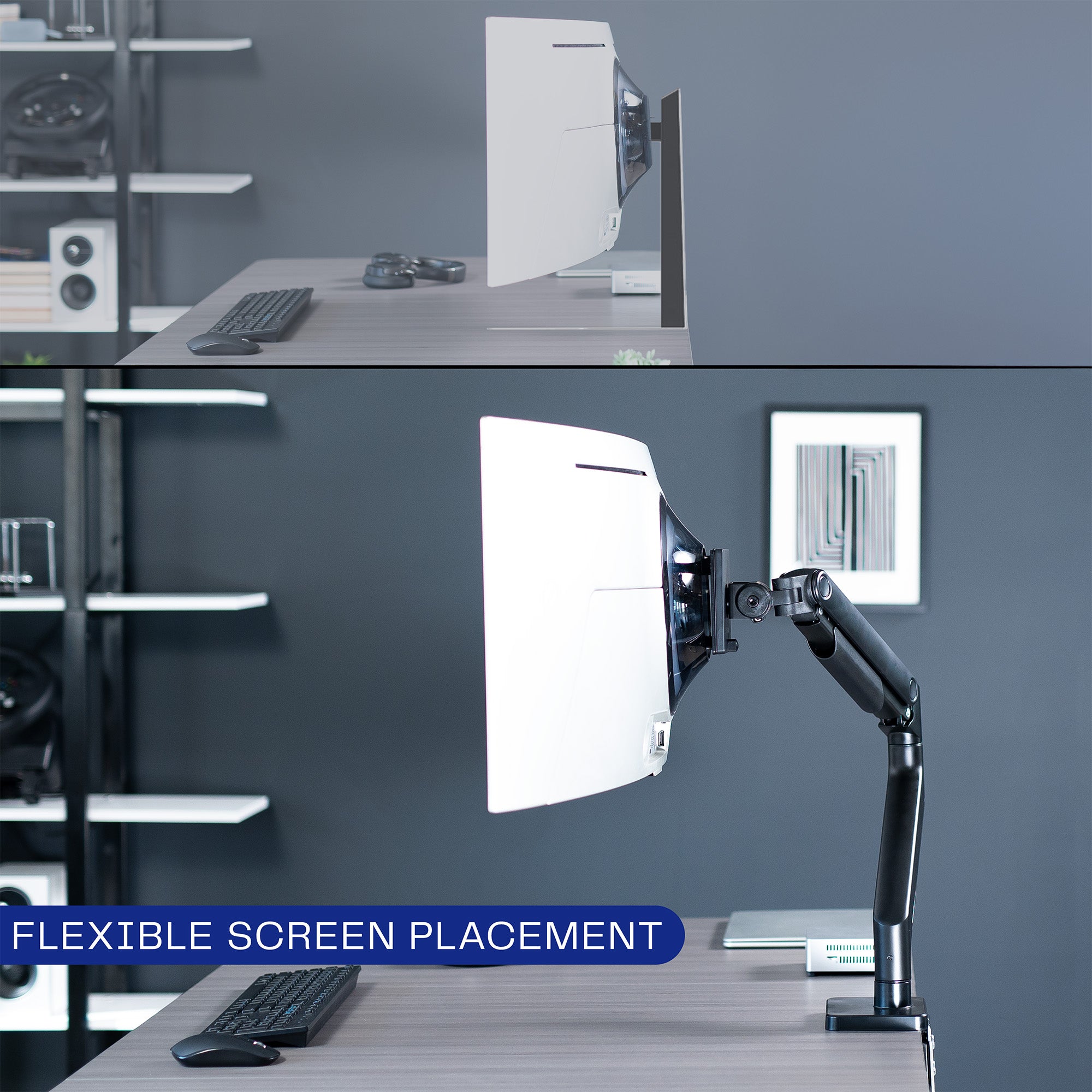 A black VESA adapter designed for a Samsung OLED G9 monitor.