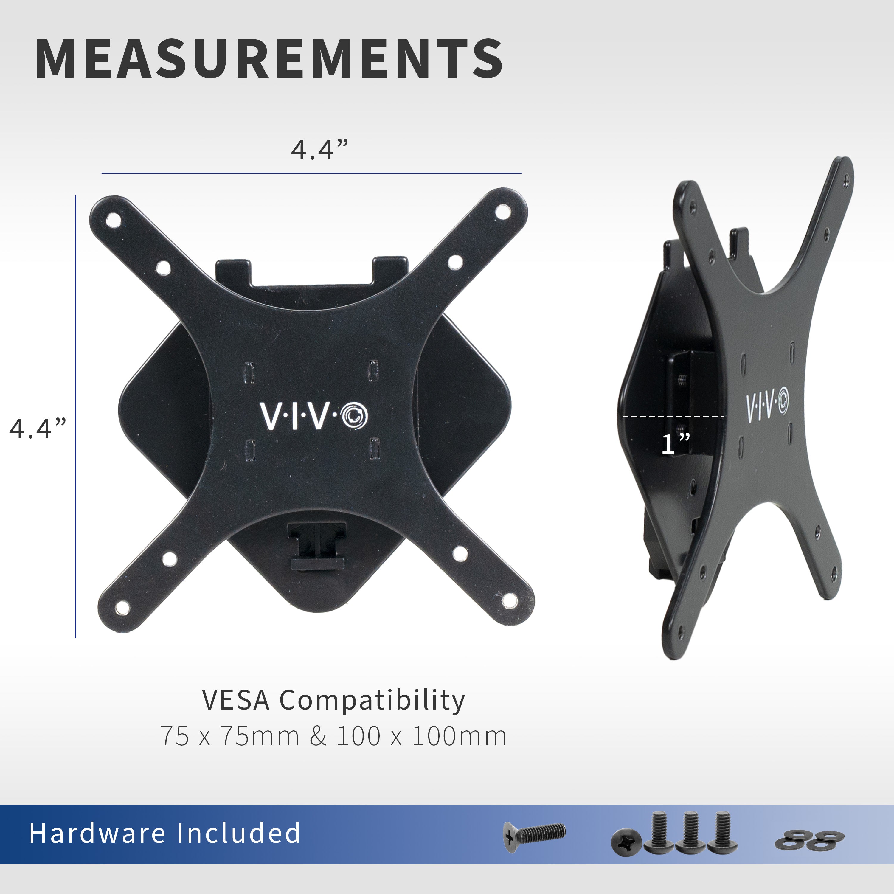 A black VESA adapter designed for compatible Sceptre monitors.